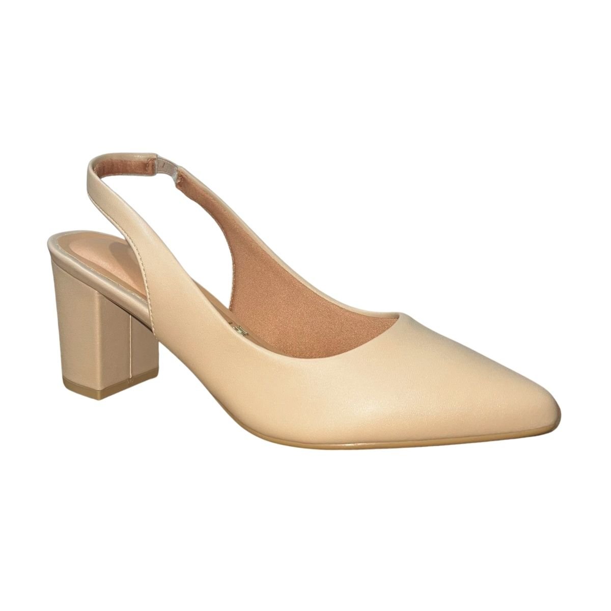 Scarpin Slingback de Salto Bloco Feminino Vizzano 1290.503 Bege Bege 3