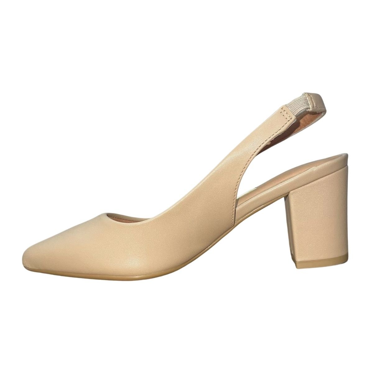 Scarpin Slingback de Salto Bloco Feminino Vizzano 1290.503 Bege Bege 5