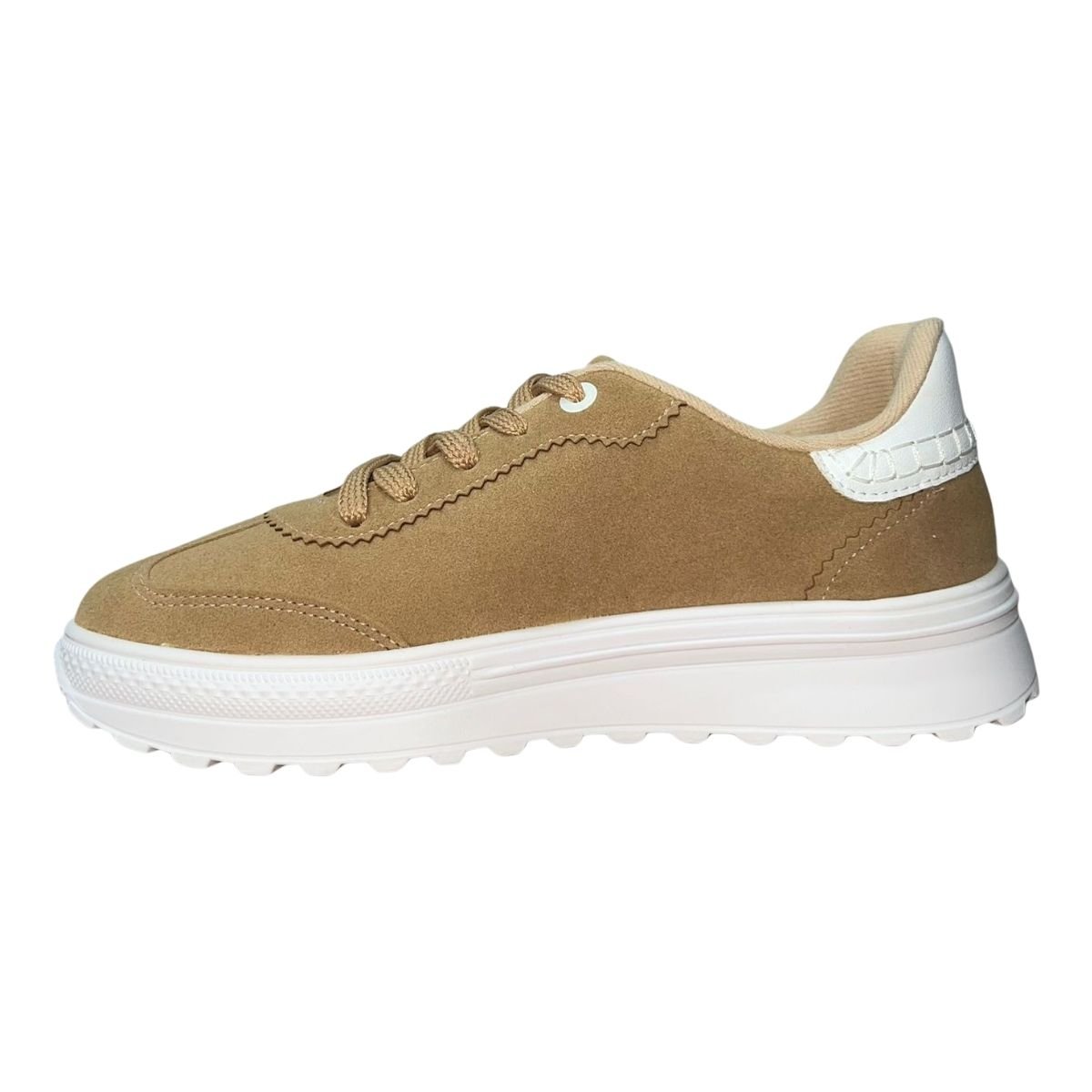 Tênis Casual Plataforma de Camurça Feminino Moleca 5809.106 Marrom Marrom 5