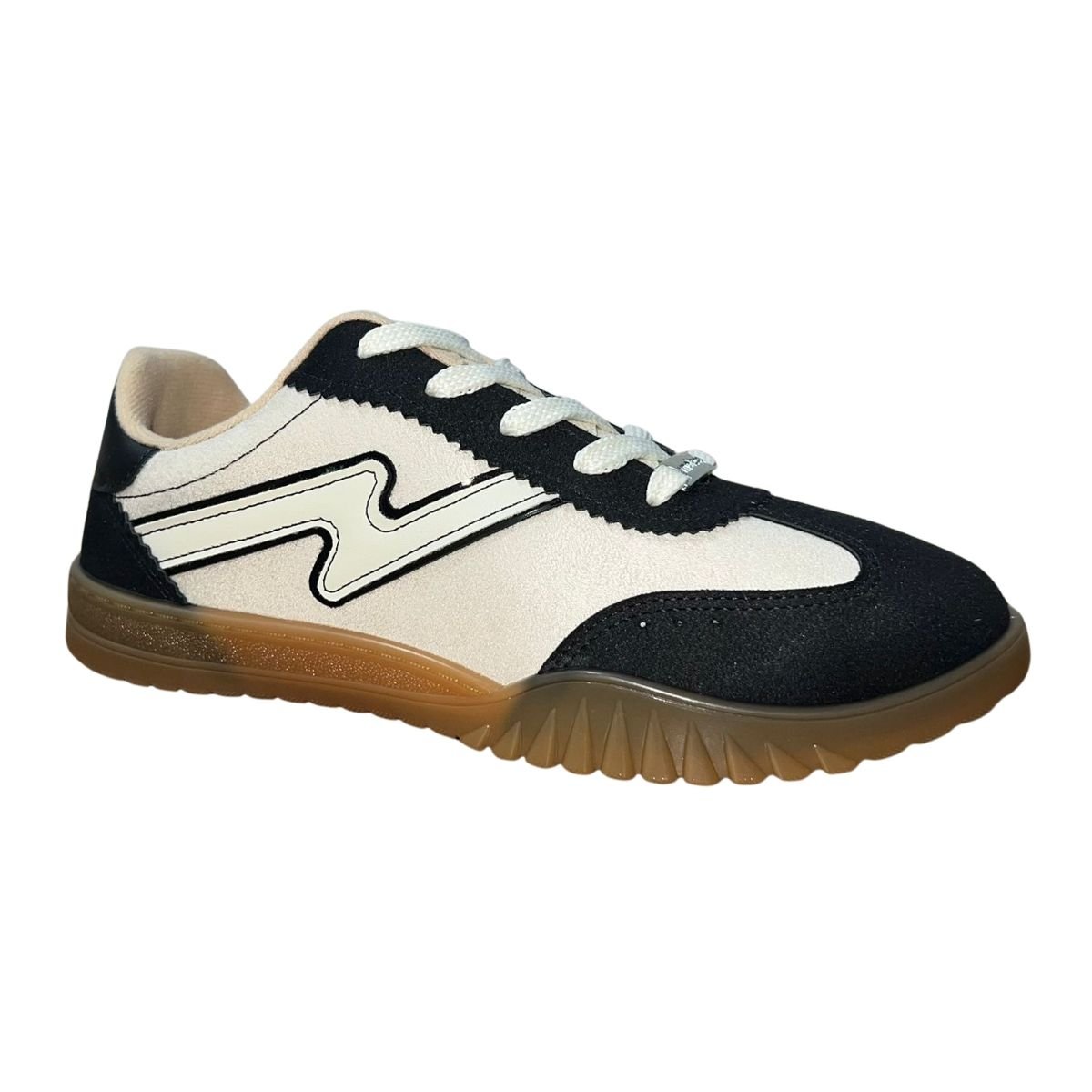 Tênis Casual de Camurça Retrô Feminino Moleca 5817.102 Bege Bege/Preto 3