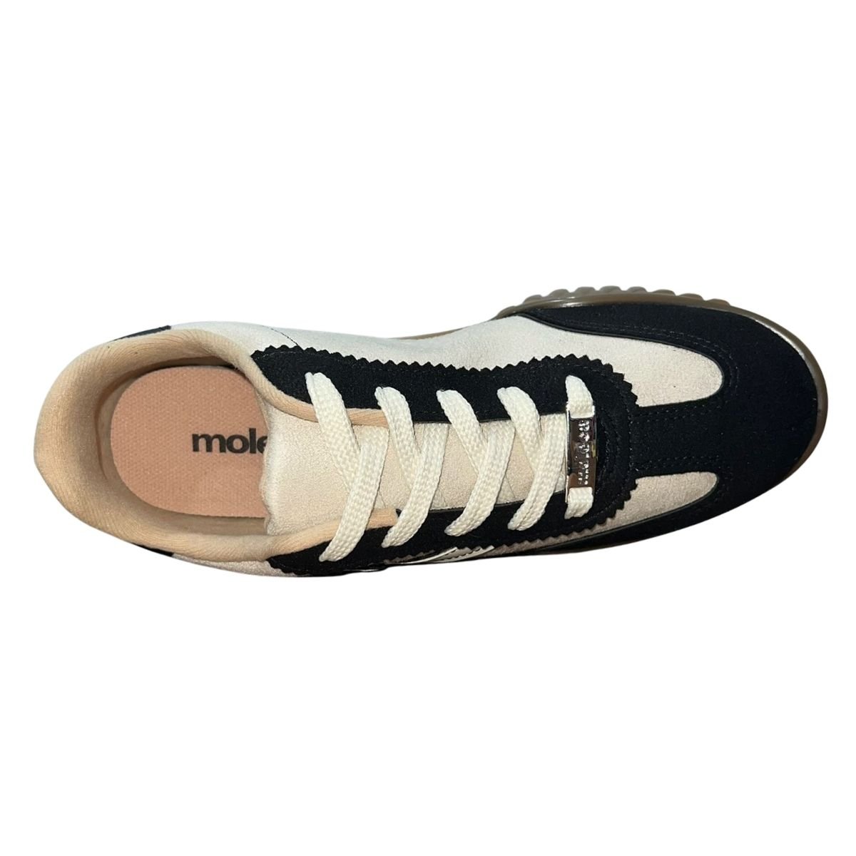 Tênis Casual de Camurça Retrô Feminino Moleca 5817.102 Bege Bege/Preto 4