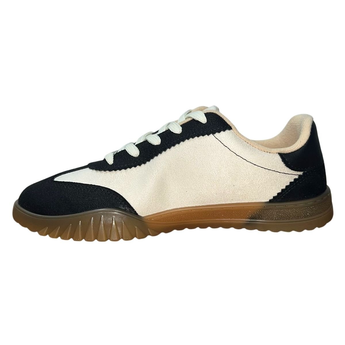 Tênis Casual de Camurça Retrô Feminino Moleca 5817.102 Bege Bege/Preto 5