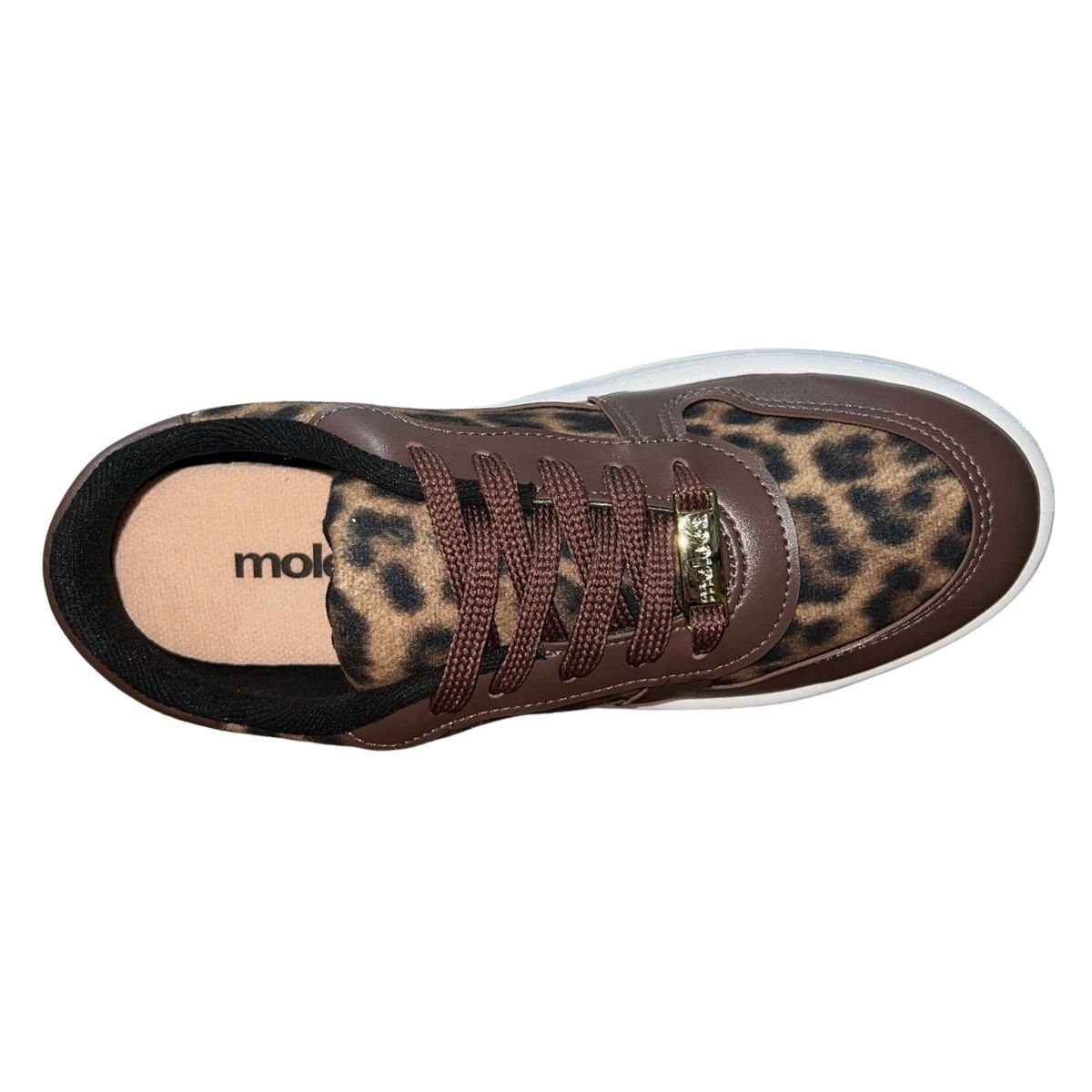 Tênis Casual de Camurça com Estampa de Onça Feminino Moleca 5791.110 Marrom Marrom/Onça 4