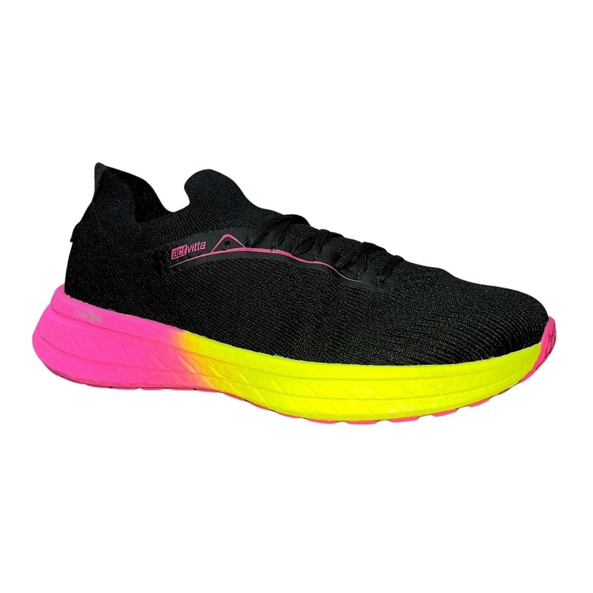 Tênis Esportivo de Malha Feminino Actvitta 4841.402 Preto Preto/Rosa/Verde 3