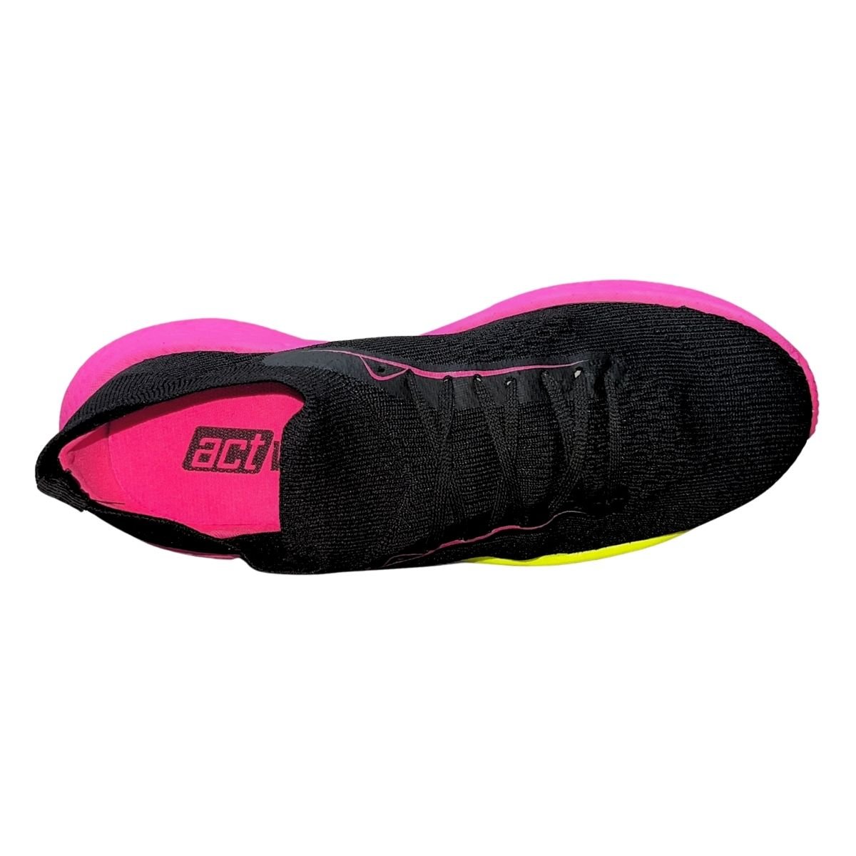 Tênis Esportivo de Malha Feminino Actvitta 4841.402 Preto Preto/Rosa/Verde 4