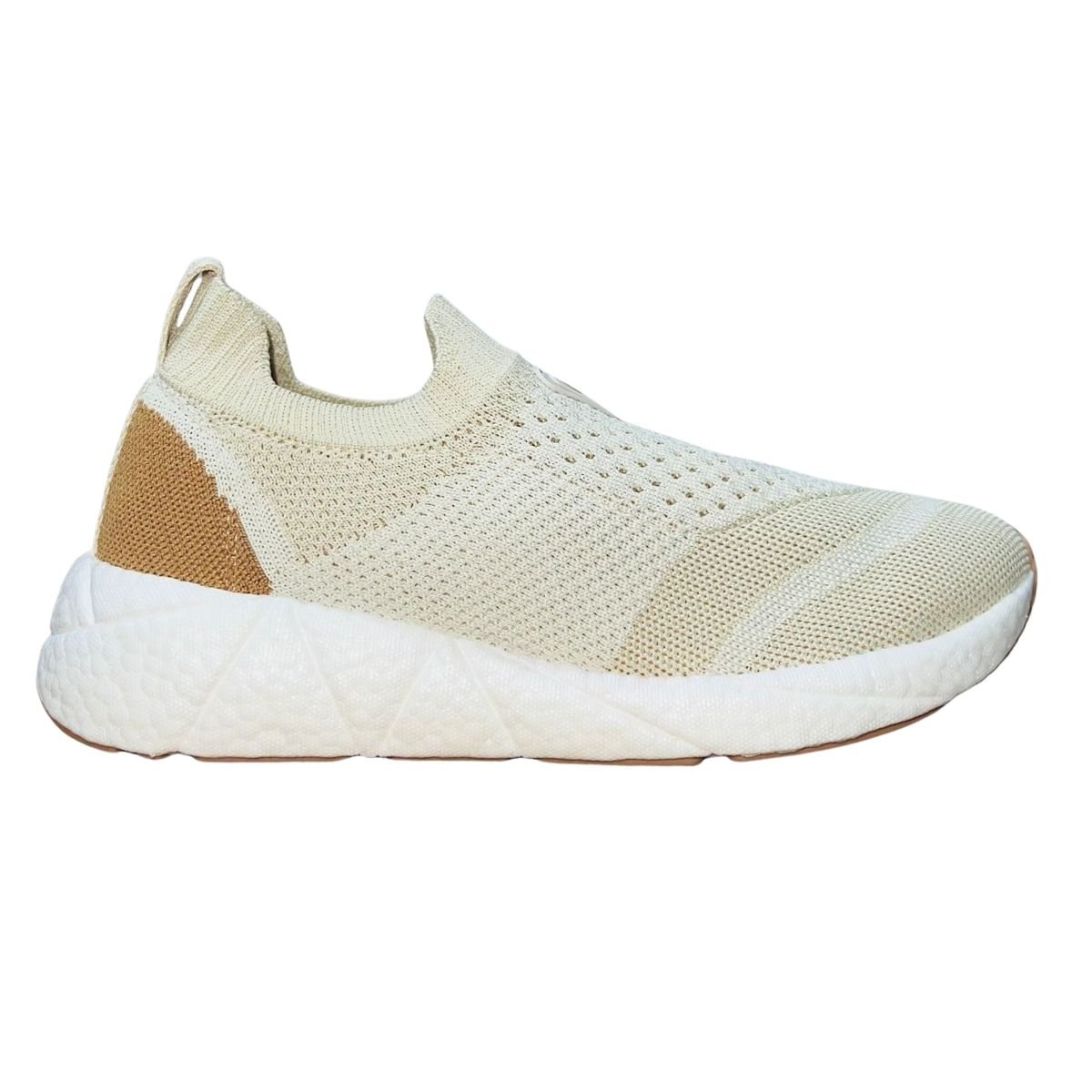 Tênis Slip On Esportivo Casual de Malha Feminino Modare 7395.102 Creme