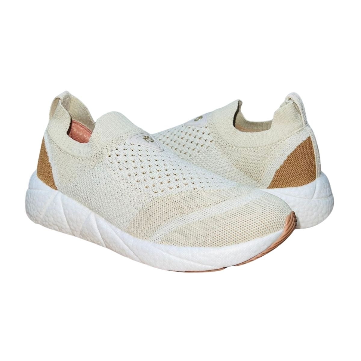 Tênis Slip On Esportivo Casual de Malha Feminino Modare 7395.102 Creme Creme 2