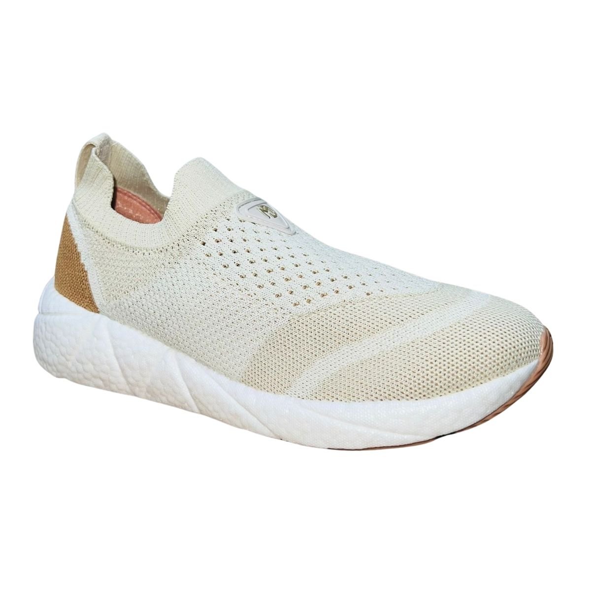 Tênis Slip On Esportivo Casual de Malha Feminino Modare 7395.102 Creme Creme 3