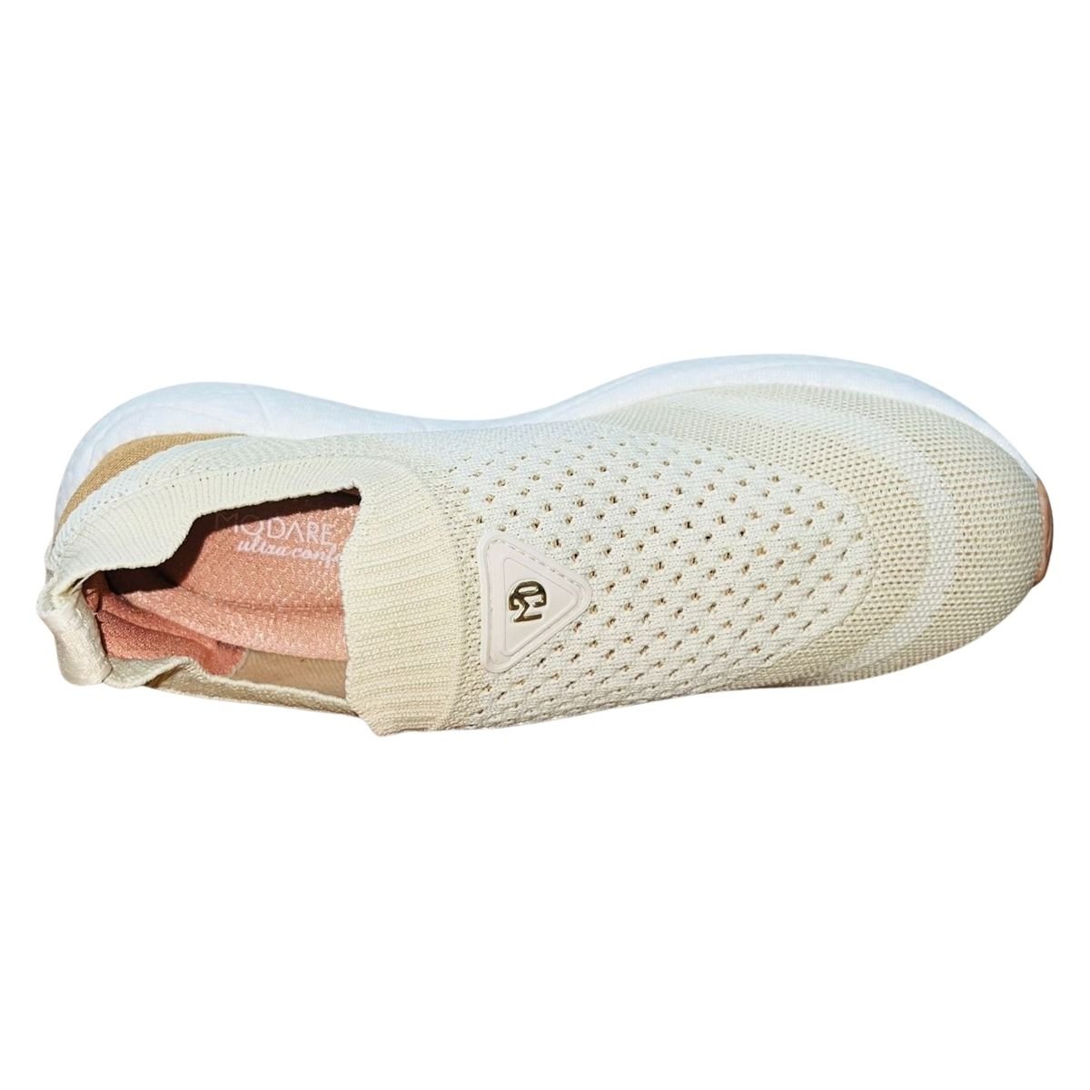 Tênis Slip On Esportivo Casual de Malha Feminino Modare 7395.102 Creme Creme 4