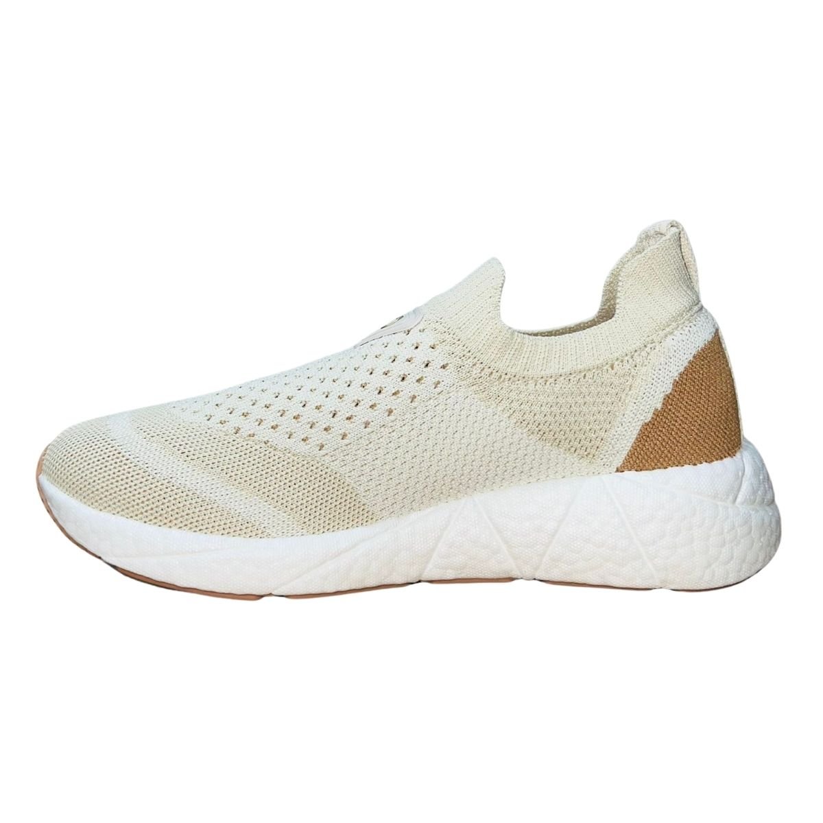 Tênis Slip On Esportivo Casual de Malha Feminino Modare 7395.102 Creme Creme 5