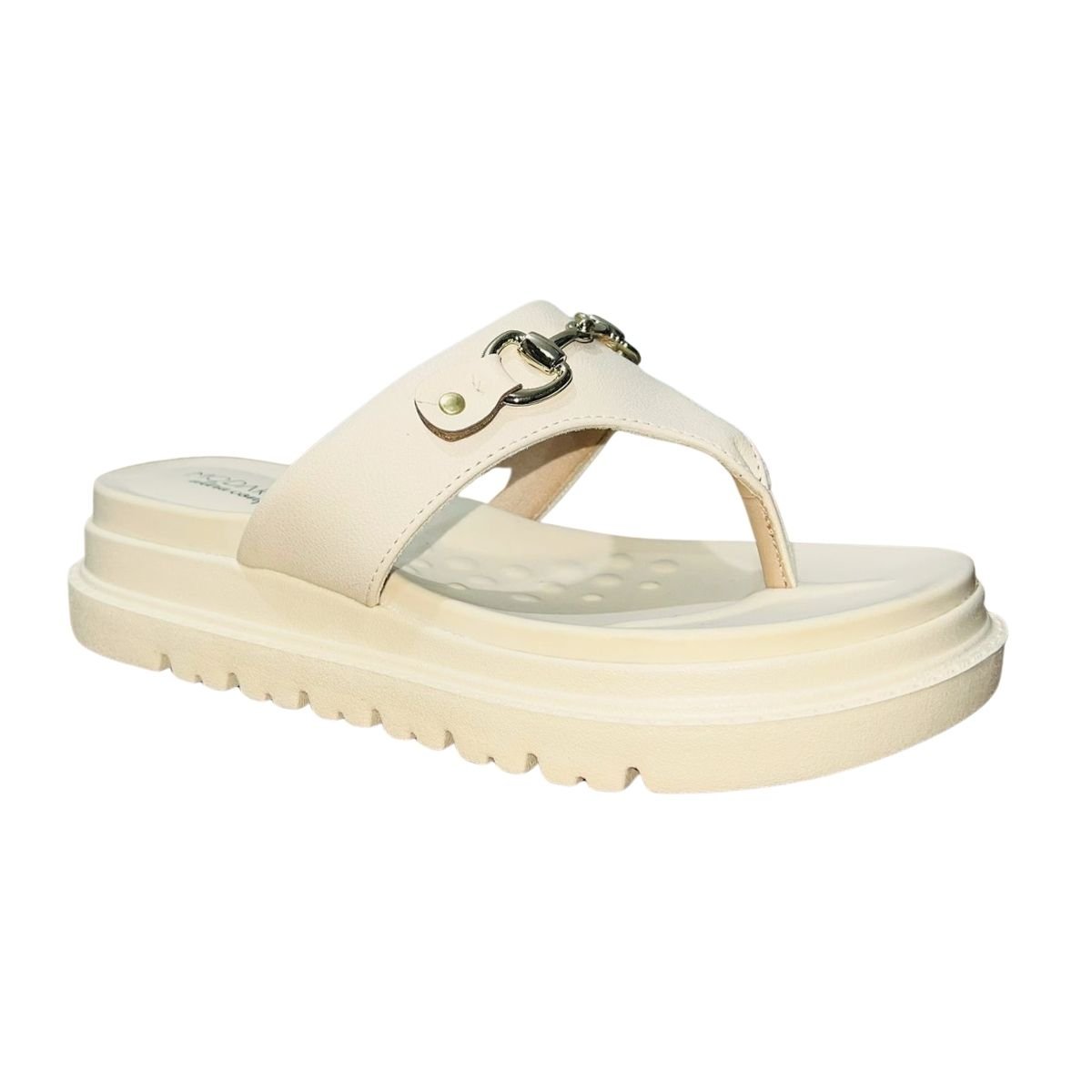 Tamanco Rasteiro Flatform Feminino Modare 7200.100 Creme Creme 3
