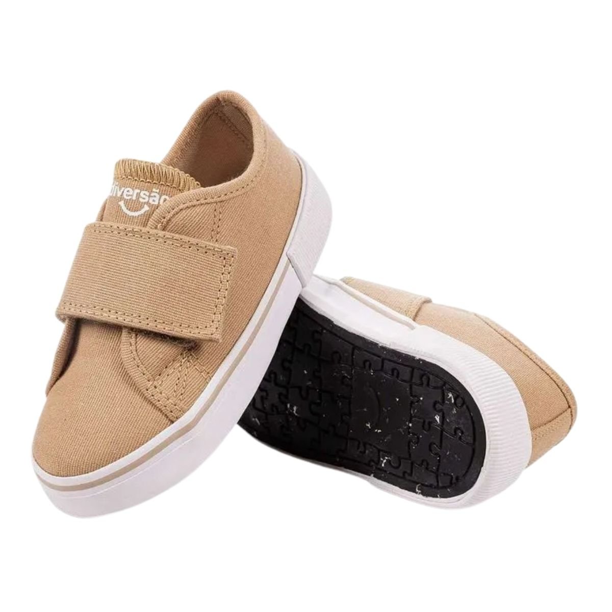 Tênis Casual com Tira Colante Infantil Menino Diversão DI1891 Smurf Baby Bege Bege 4