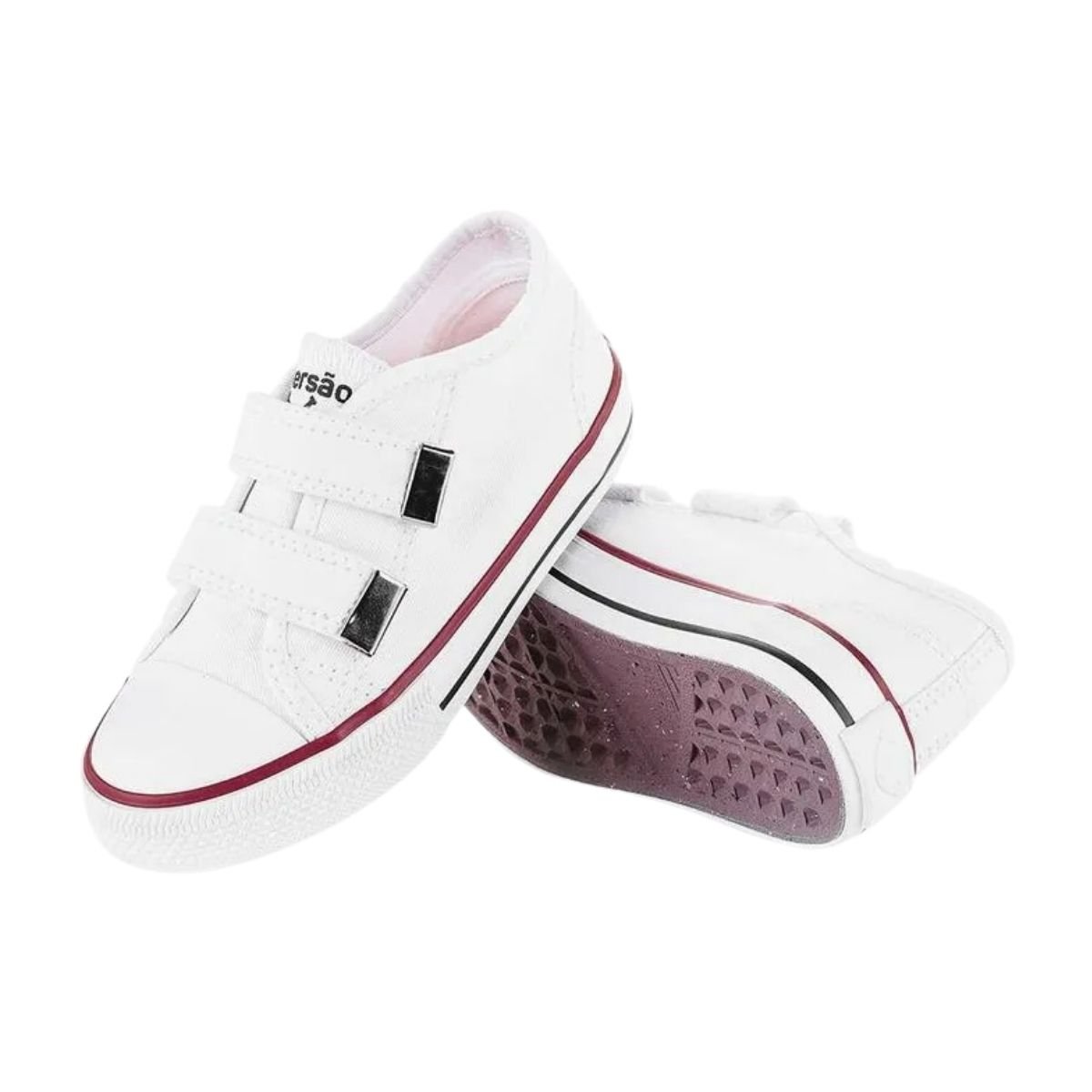 Tênis Casual com Tira Colante Infantil Menino Diversão DI0006 Canvas Velcro Branco Branco 4