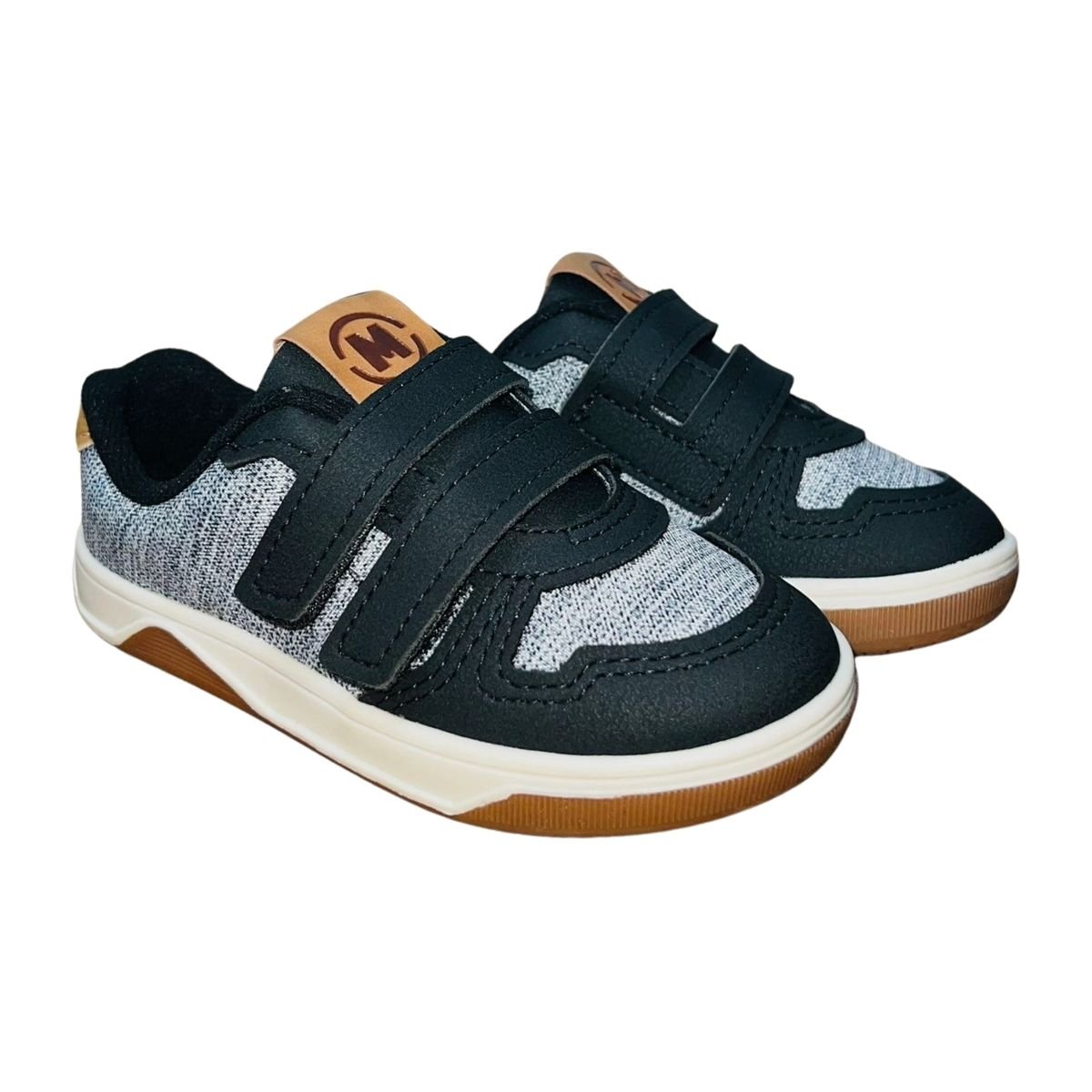 Tênis Casual com Tira Colante Infantil Menino Molekinho 2623.102 Cinza Preto Cinza 2