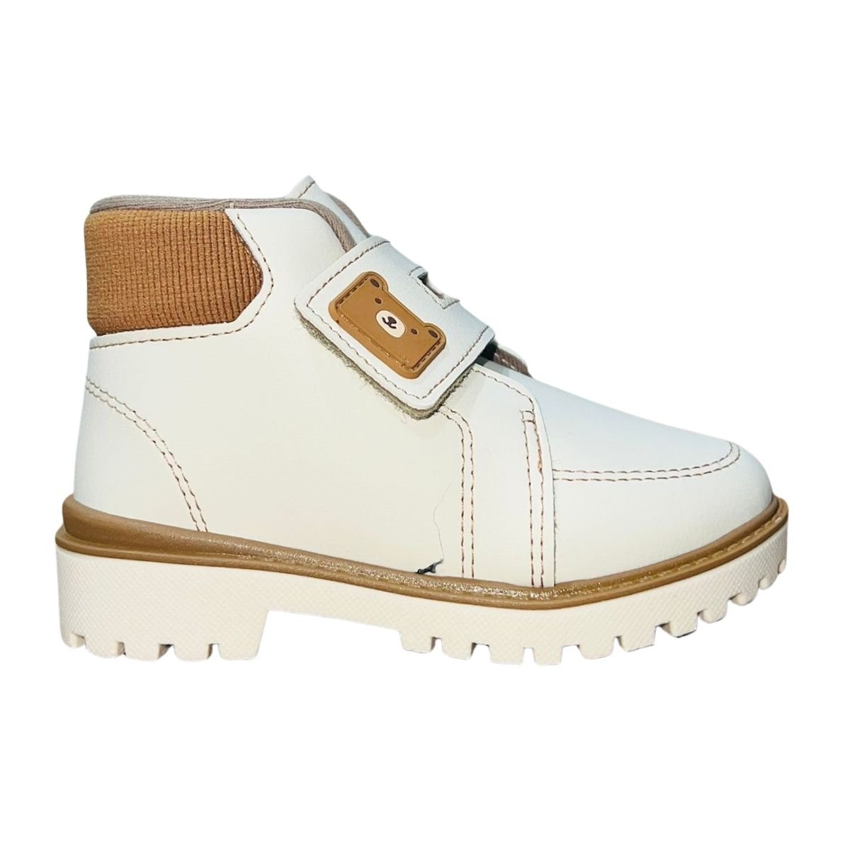 Bota Coturno Cano Médio Tratorado Infantil Menino Molekinho 2411.230 Creme