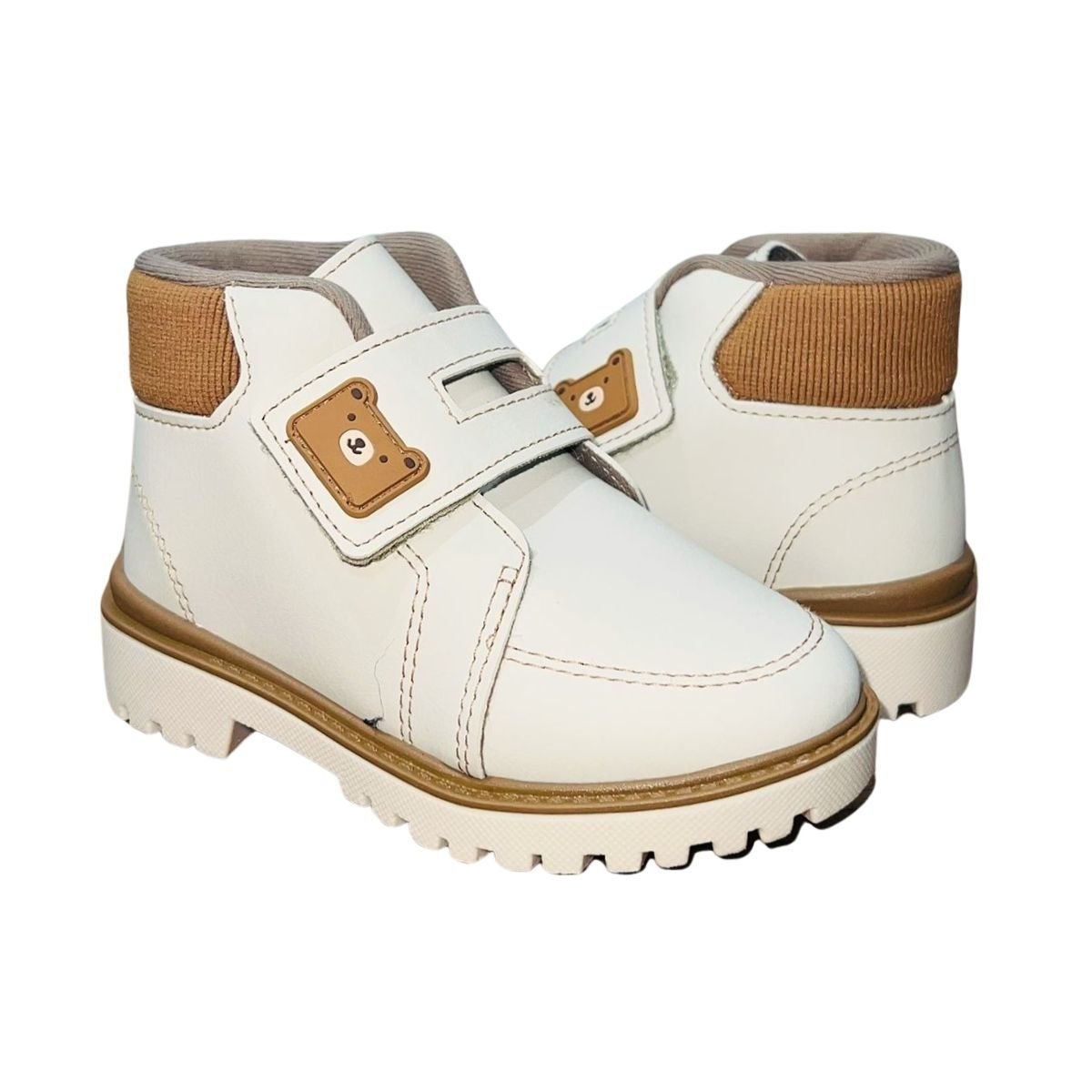 Bota Coturno Cano Médio Tratorado Infantil Menino Molekinho 2411.230 Creme Creme 2
