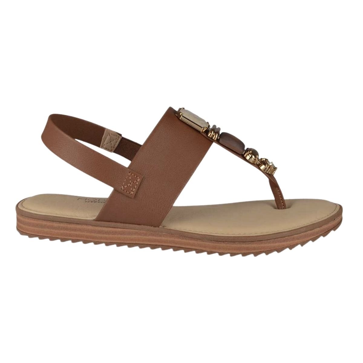 Sandália Rasteira com Pedrarias Feminino Modare 7141.120 Marrom