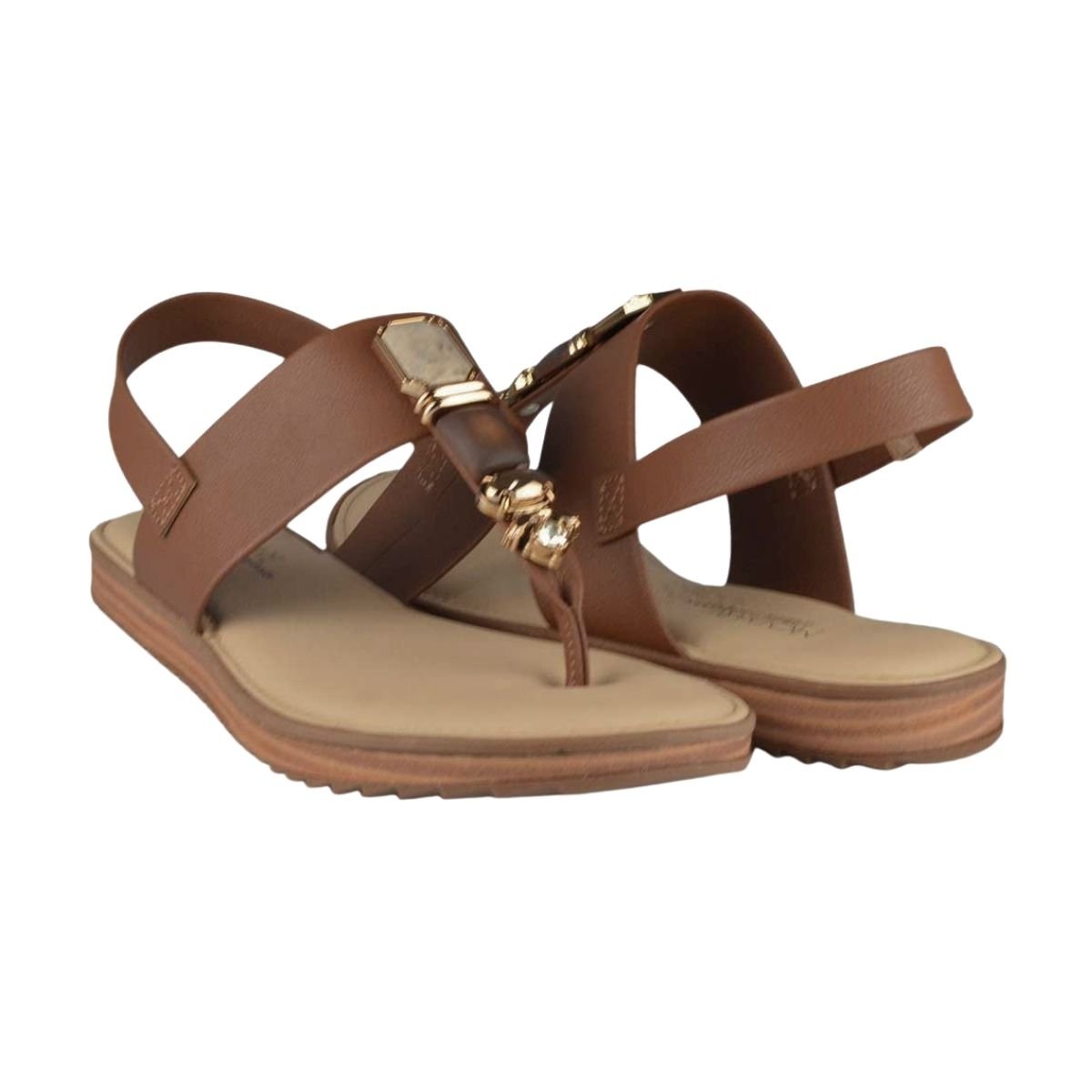 Sandália Rasteira com Pedrarias Feminino Modare 7141.120 Marrom Marrom 2