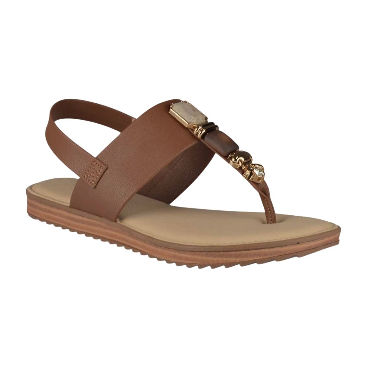 Sandália Rasteira com Pedrarias Feminino Modare 7141.120 Marrom Marrom 3