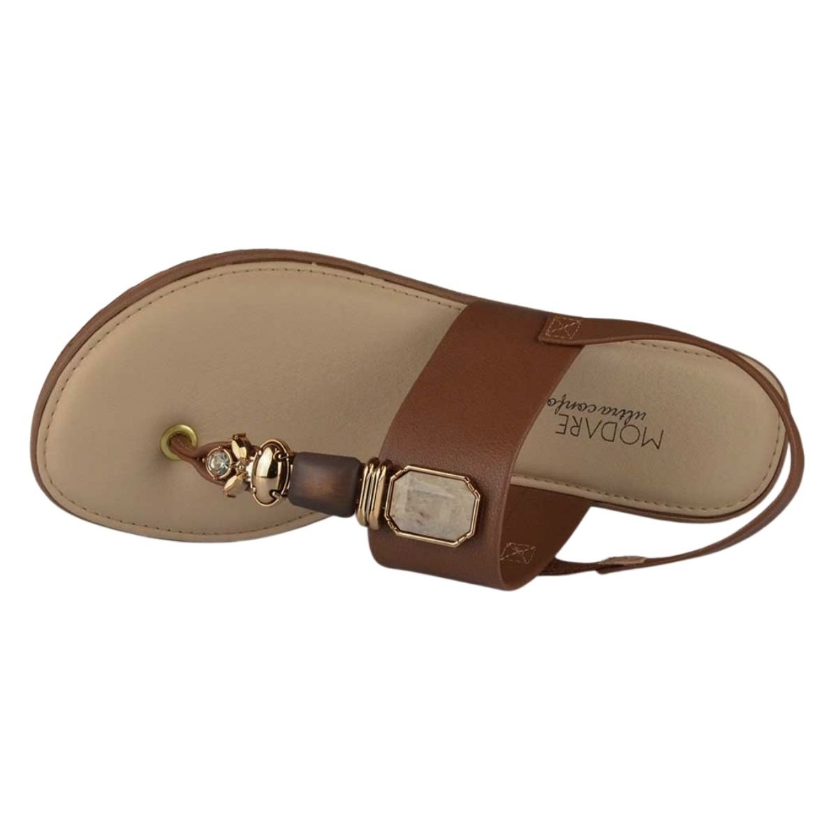 Sandália Rasteira com Pedrarias Feminino Modare 7141.120 Marrom Marrom 4