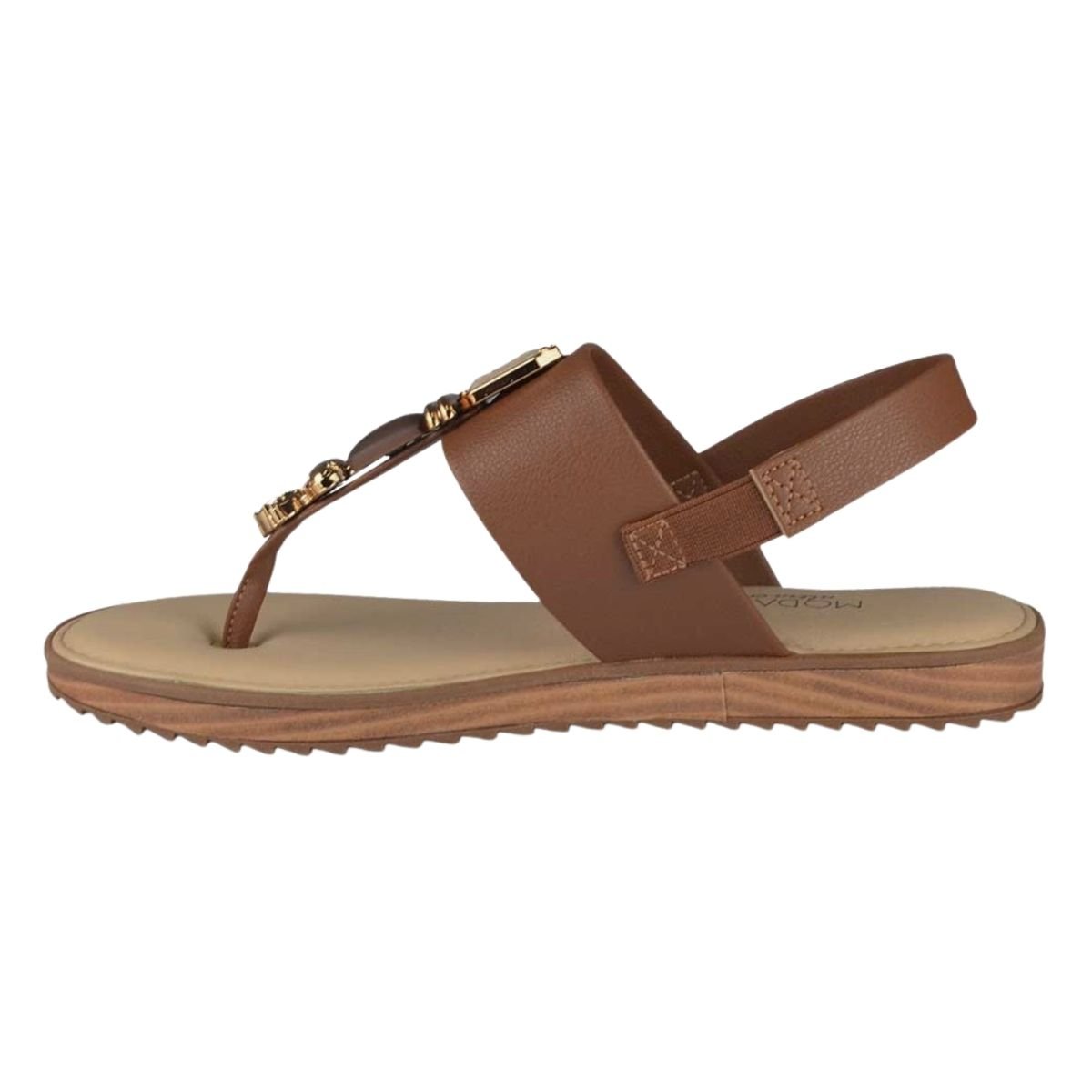 Sandália Rasteira com Pedrarias Feminino Modare 7141.120 Marrom Marrom 5