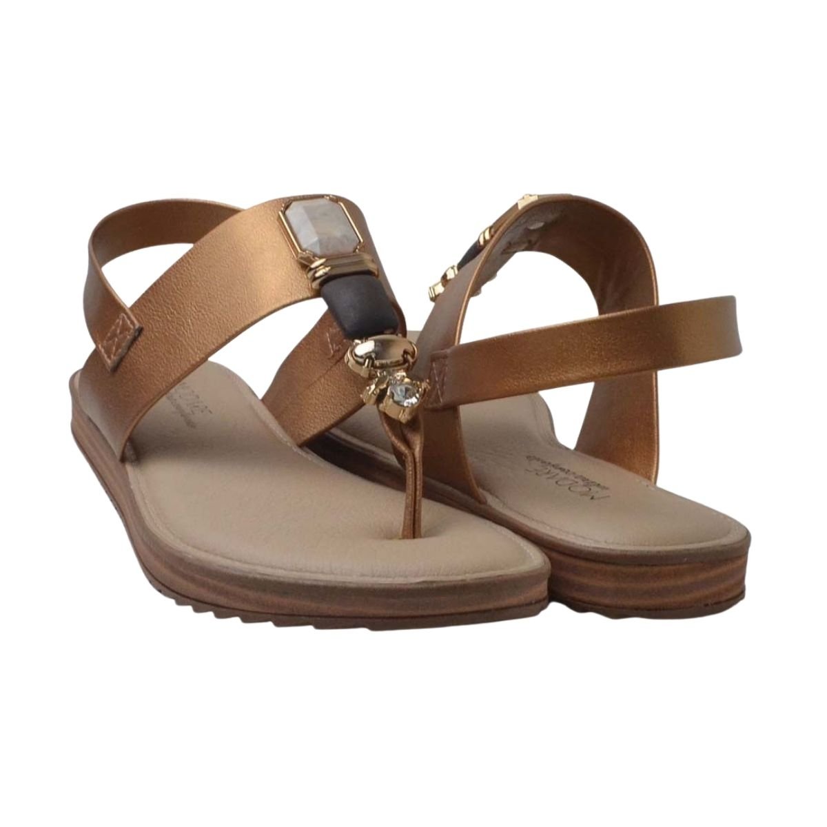 Sandália Rasteira com Pedrarias Feminino Modare 7141.120 Bronze Marrom 2