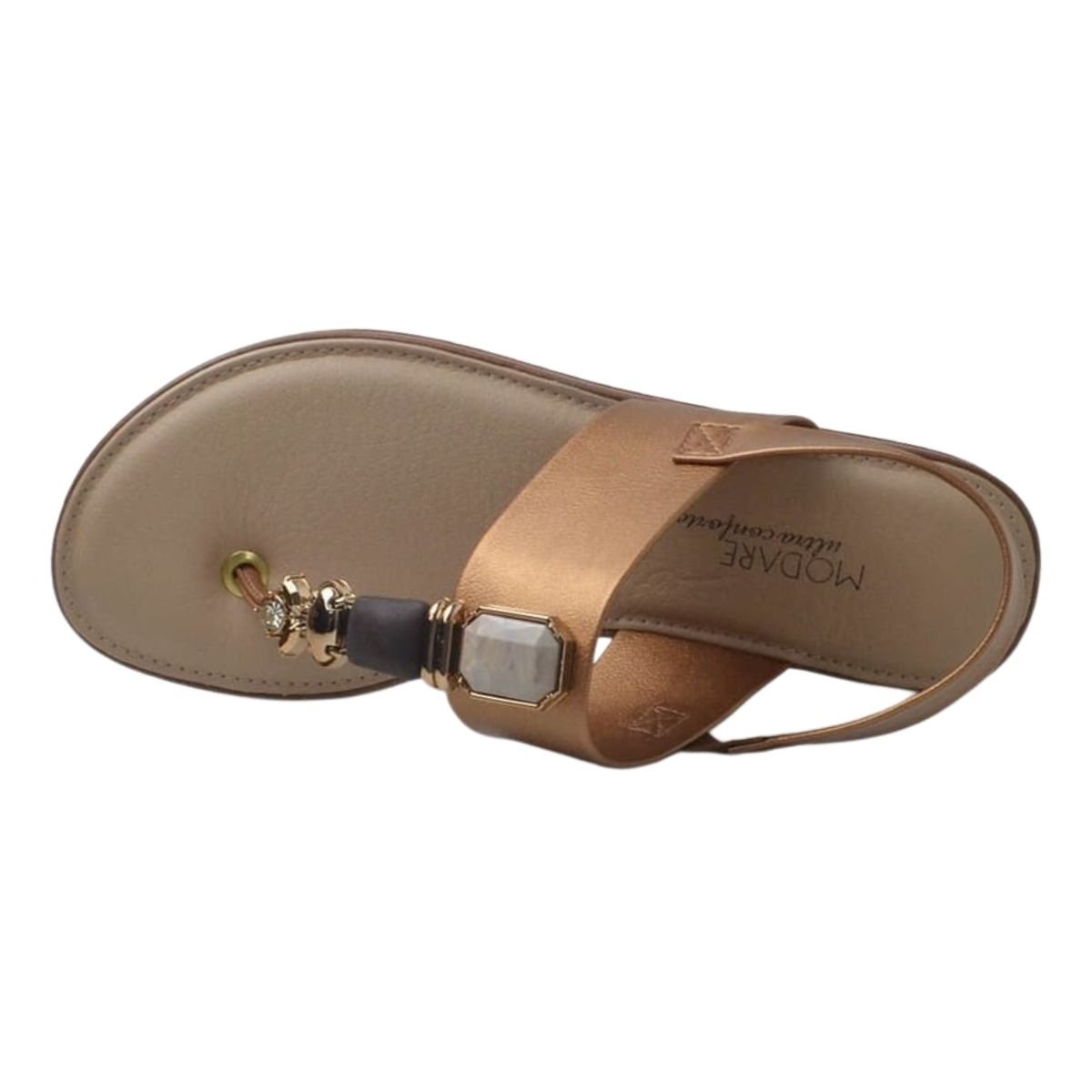 Sandália Rasteira com Pedrarias Feminino Modare 7141.120 Bronze Marrom 4