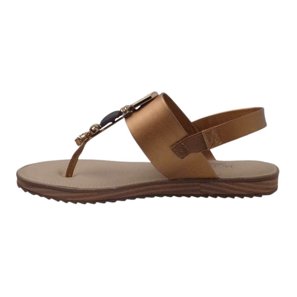 Sandália Rasteira com Pedrarias Feminino Modare 7141.120 Bronze Marrom 5