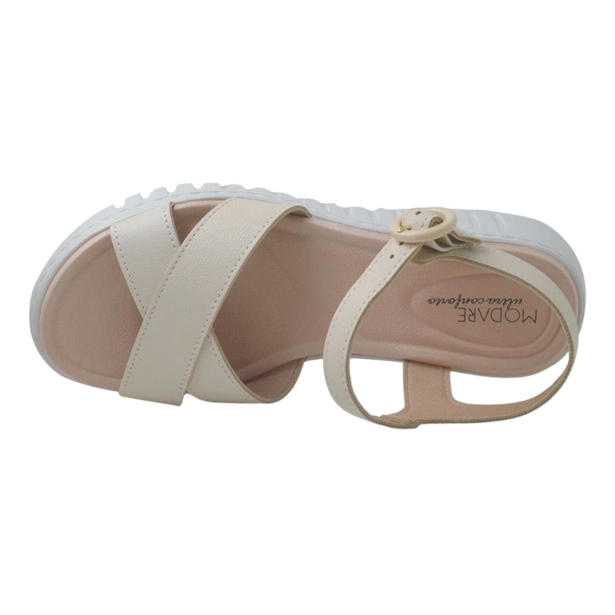 Sandália Plataforma Tratorada Feminino Modare 7197.101 Creme Creme 4
