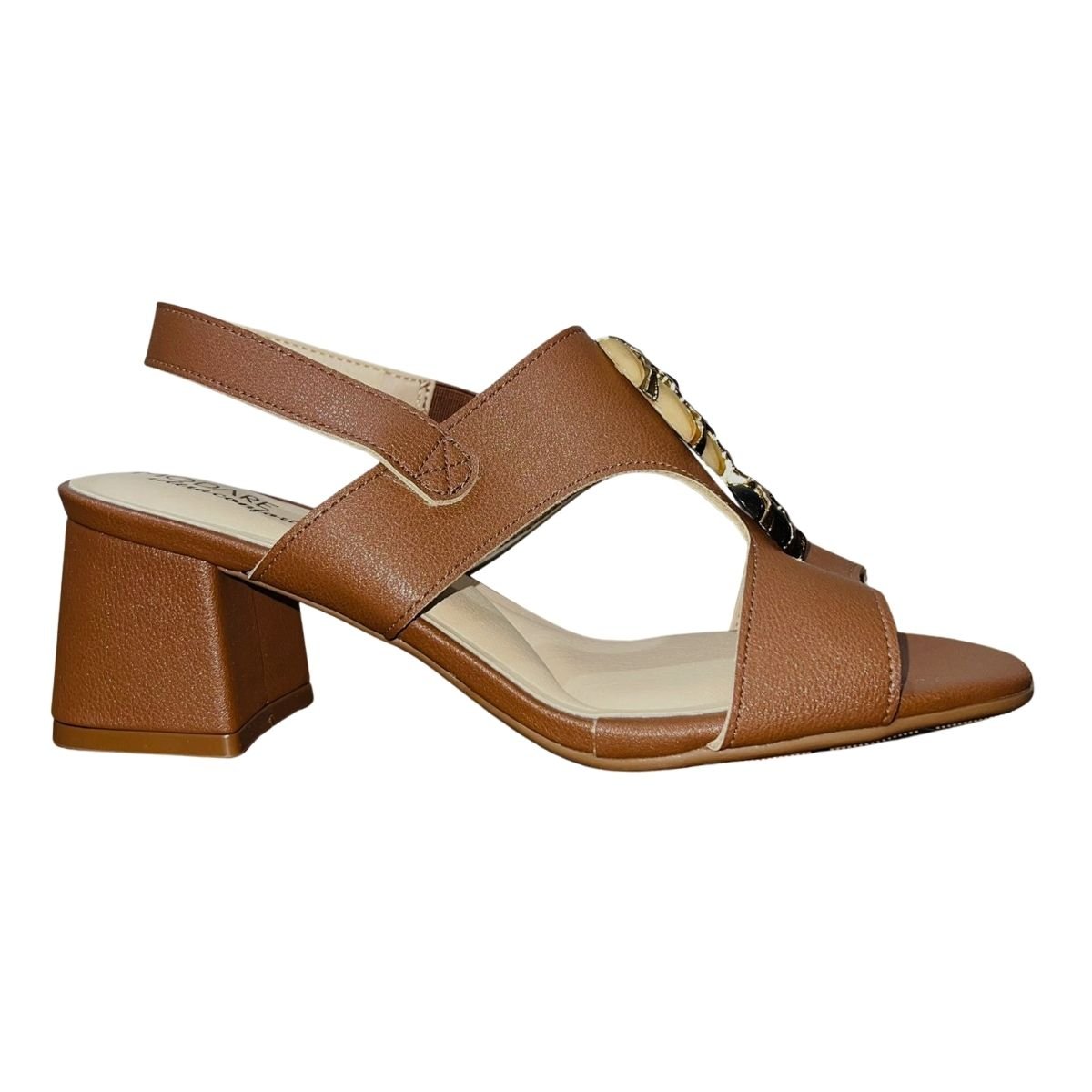 Sandália de Salto Bloco com Pedrarias Feminino Modare 7172.127 Marrom