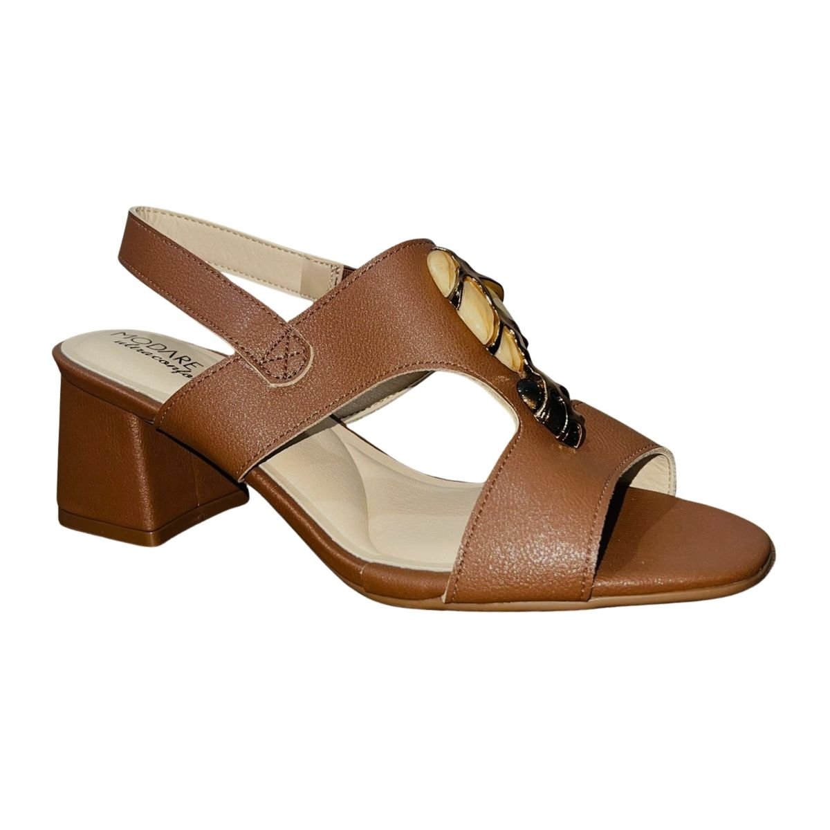 Sandália de Salto Bloco com Pedrarias Feminino Modare 7172.127 Marrom Marrom 3