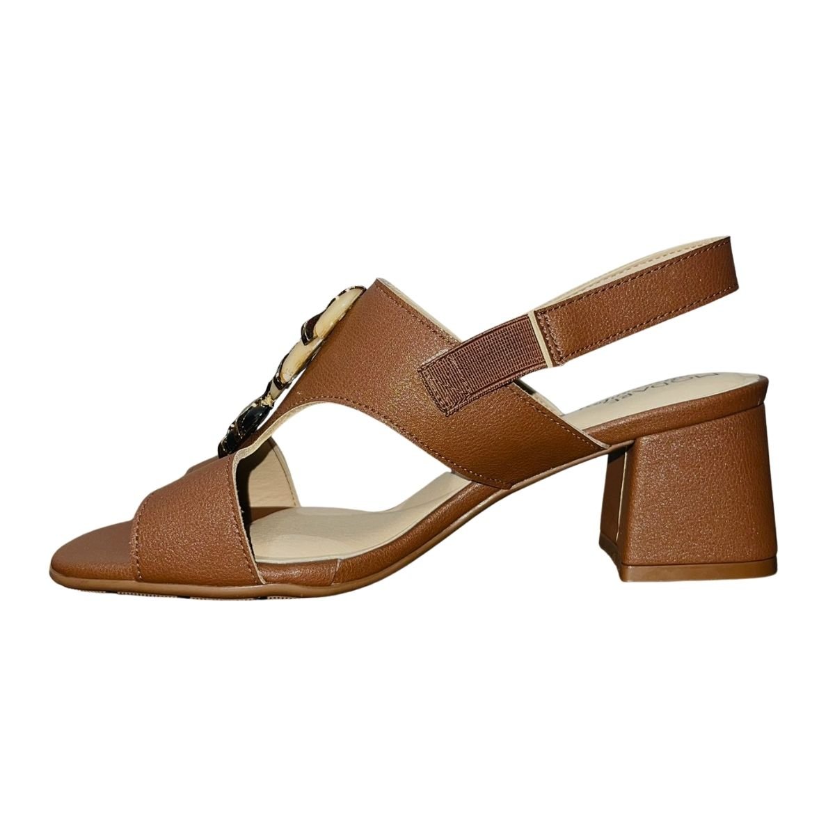 Sandália de Salto Bloco com Pedrarias Feminino Modare 7172.127 Marrom Marrom 5