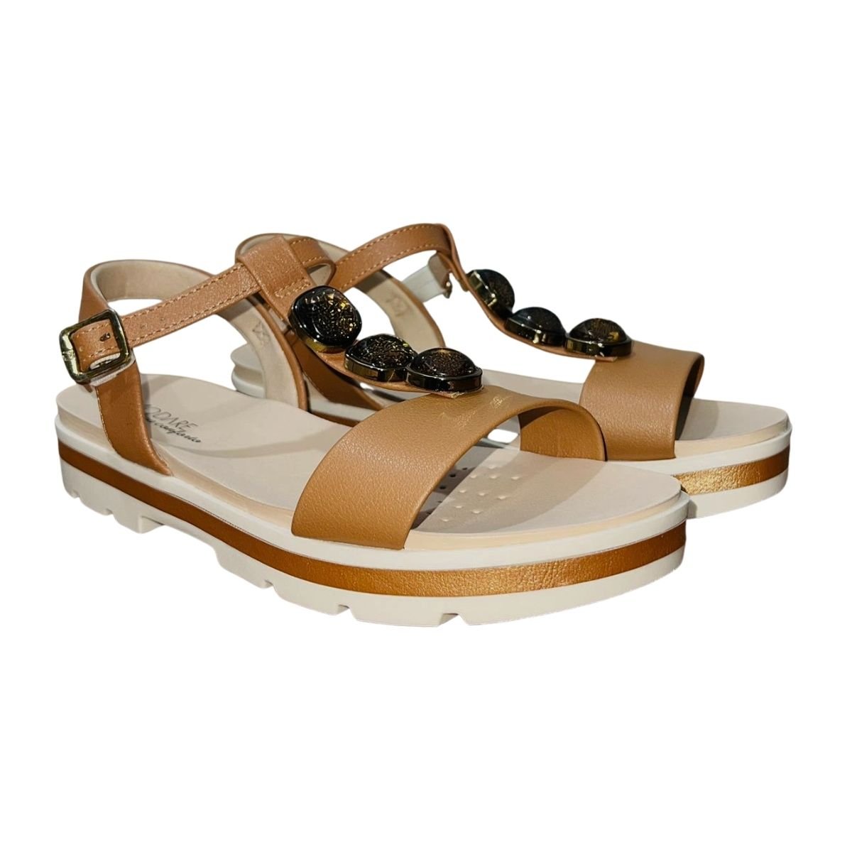 Sandália Plataforma Tratorada com Pedrarias Feminino Modare 7132.155 Marrom Marrom 2