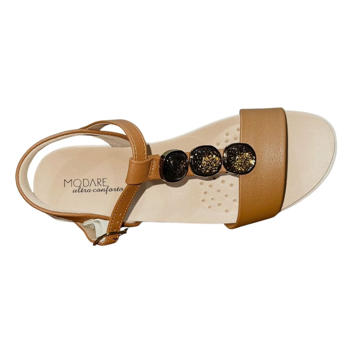 Sandália Plataforma Tratorada com Pedrarias Feminino Modare 7132.155 Marrom Marrom 4