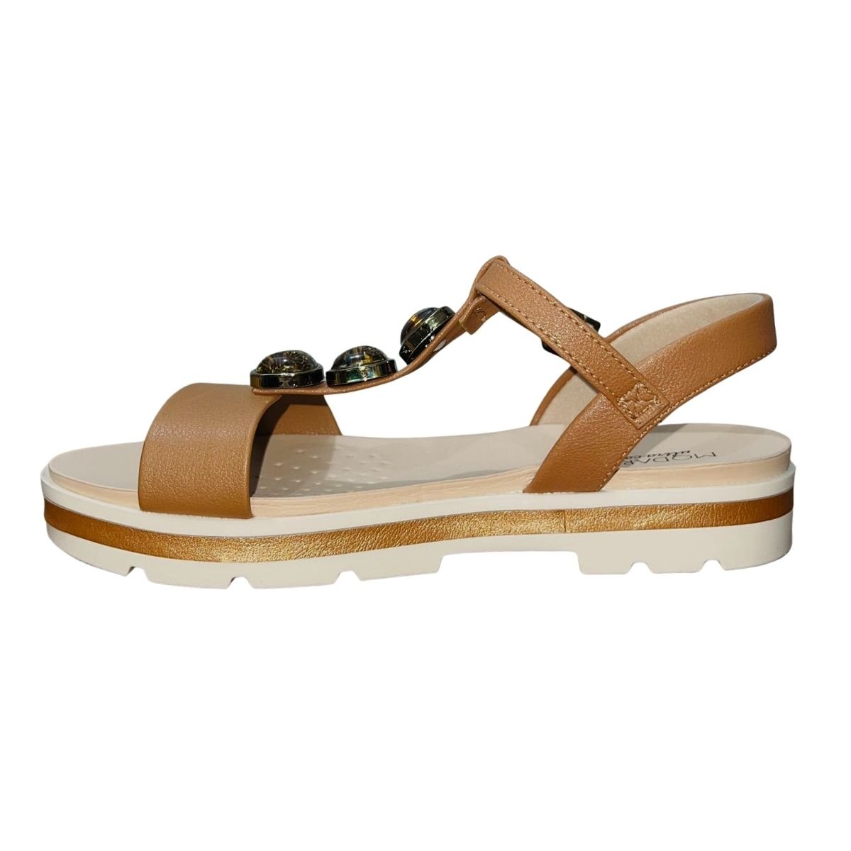 Sandália Plataforma Tratorada com Pedrarias Feminino Modare 7132.155 Marrom Marrom 5