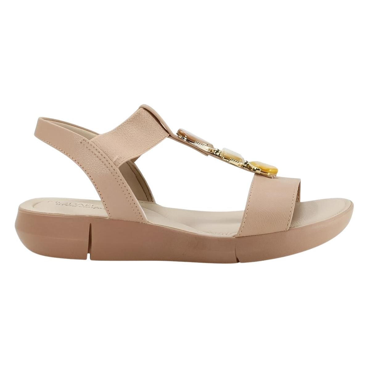 Sandália Flatform com Pedrarias Feminino Modare 7199.103 Nude