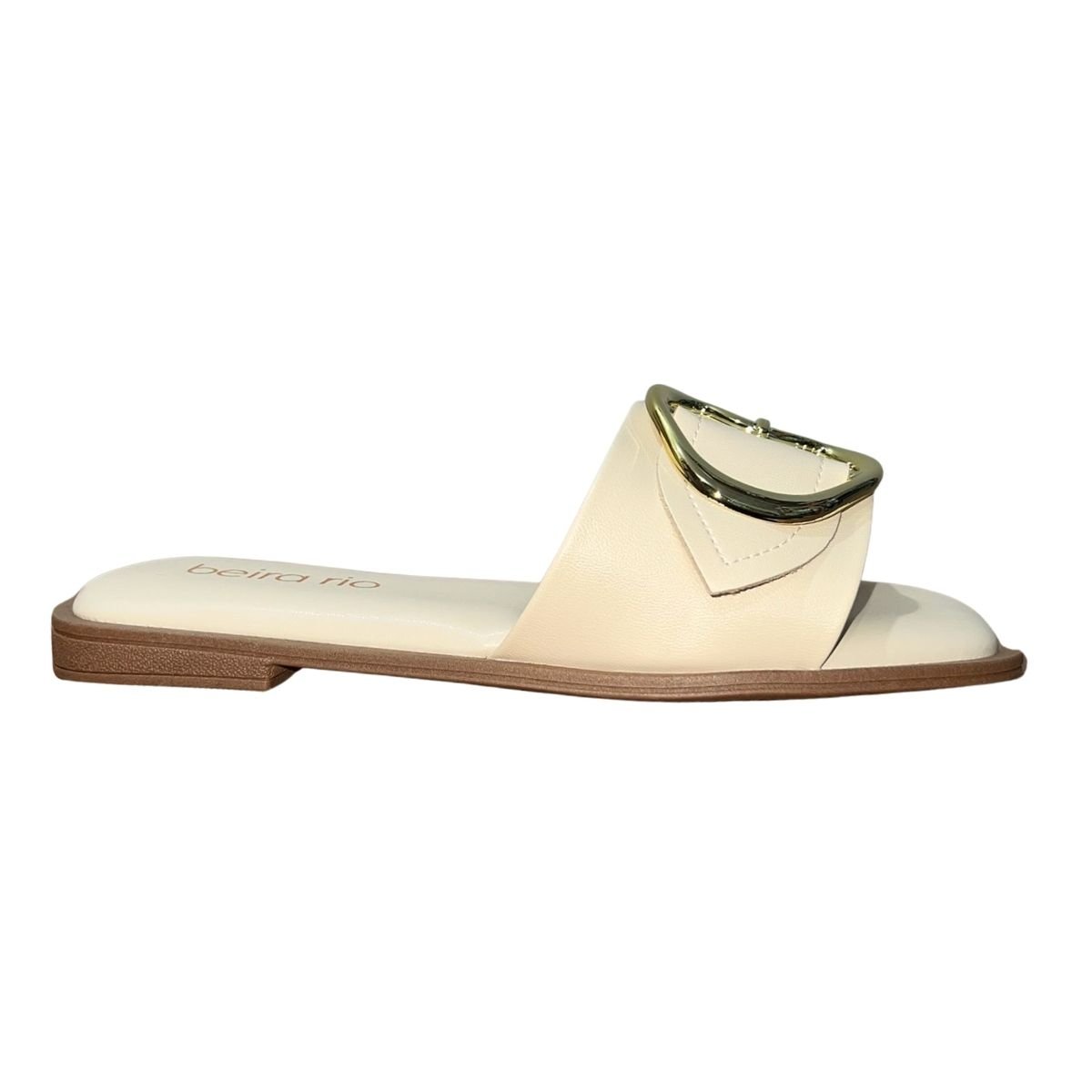 Sandália Rasteira Slide Feminino Beira Rio 8550.100 Creme