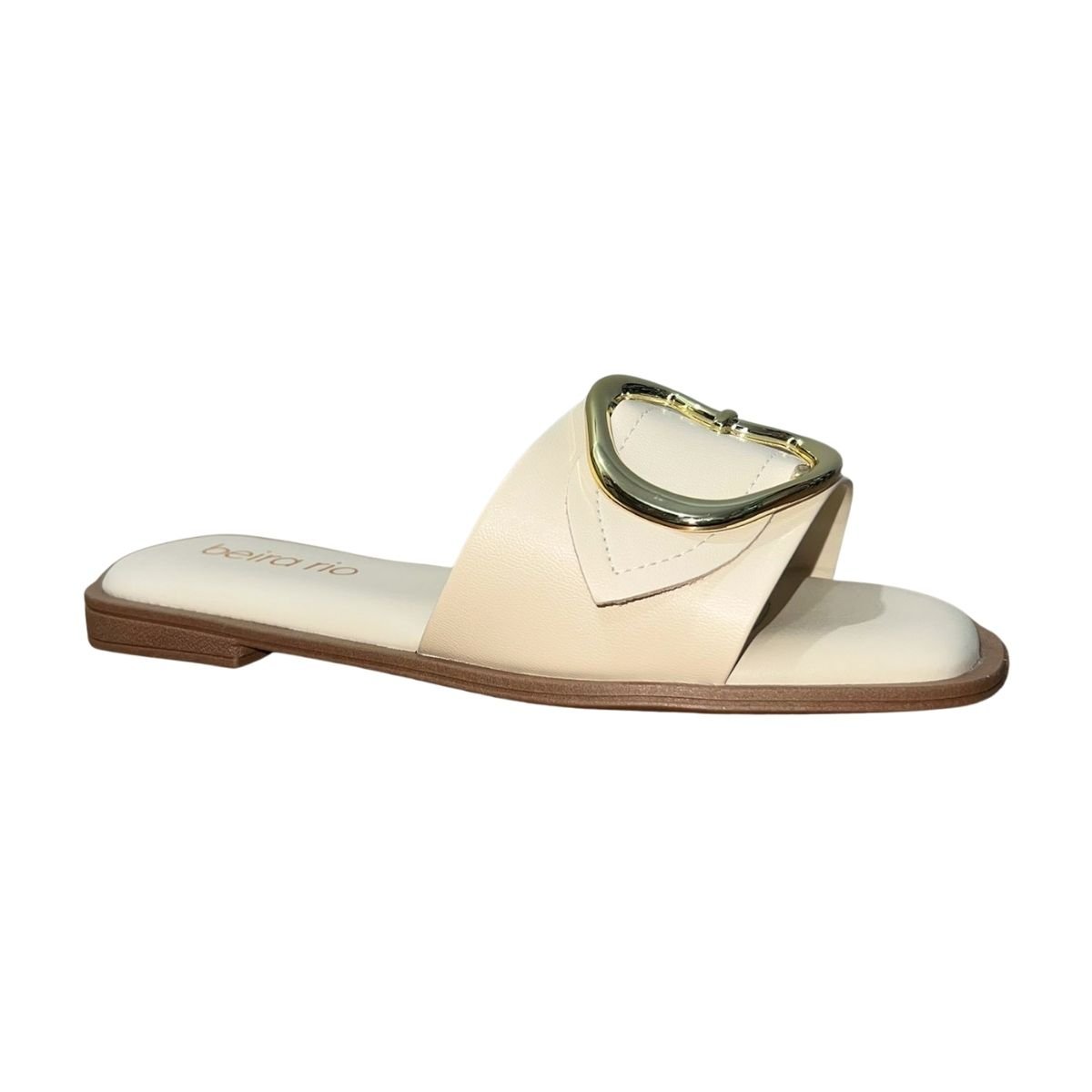 Sandália Rasteira Slide Feminino Beira Rio 8550.100 Creme Creme 2
