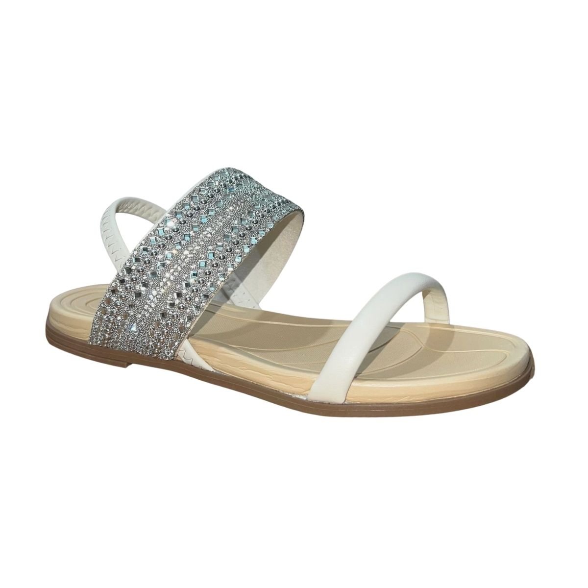 Sandália Rasteira Slide Feminino Beira Rio 8507.116 Creme Branco 2