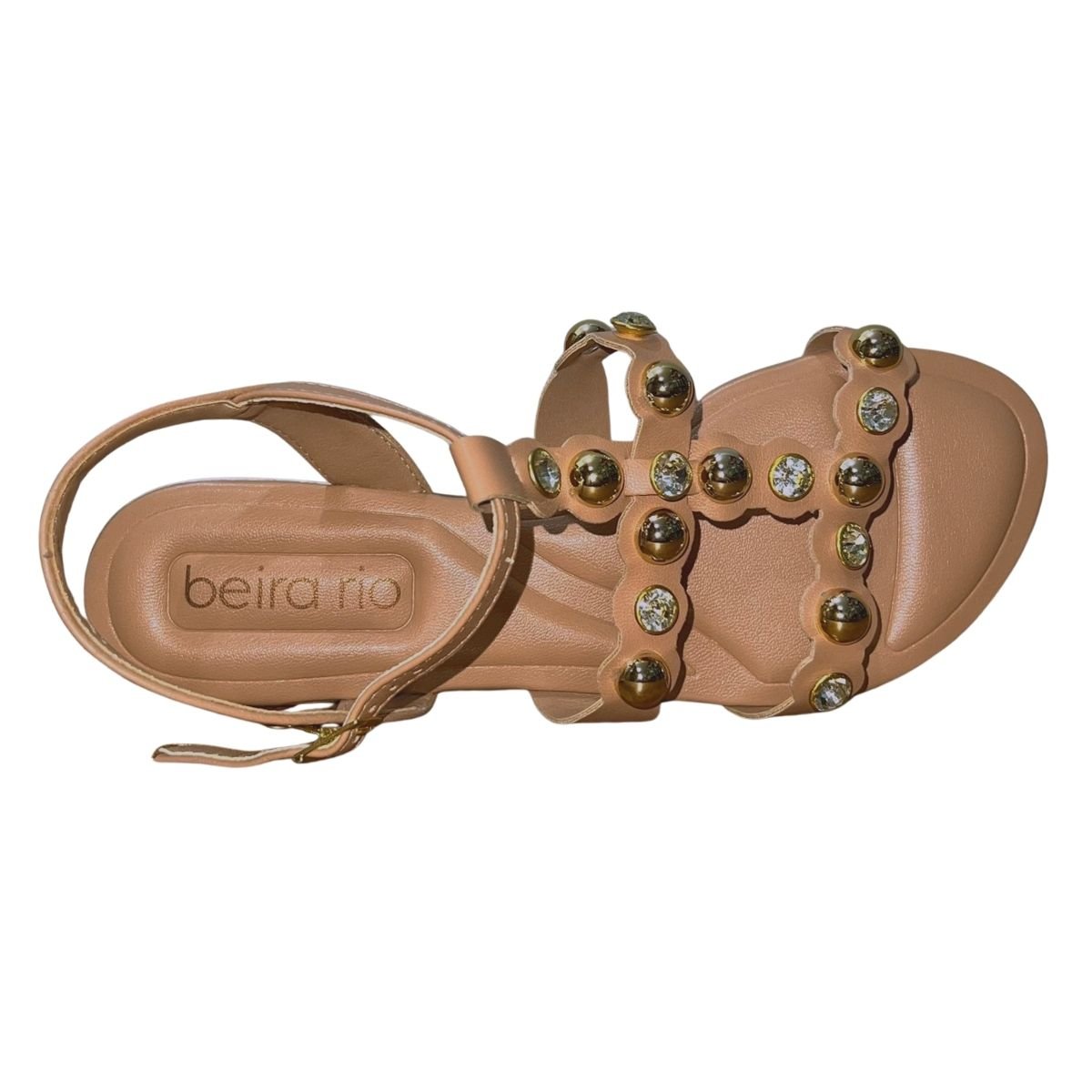 Sandália Rasteira com Pedrarias Feminino Beira Rio 8263.977 Nude Nude 3
