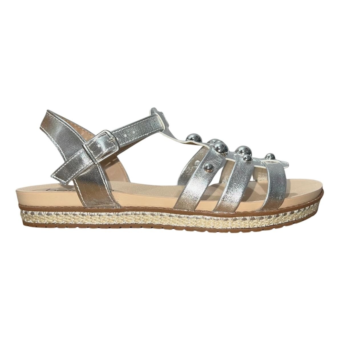 Sandália Rasteira com Pedrarias Feminino Beira Rio 8321.1753 Prata