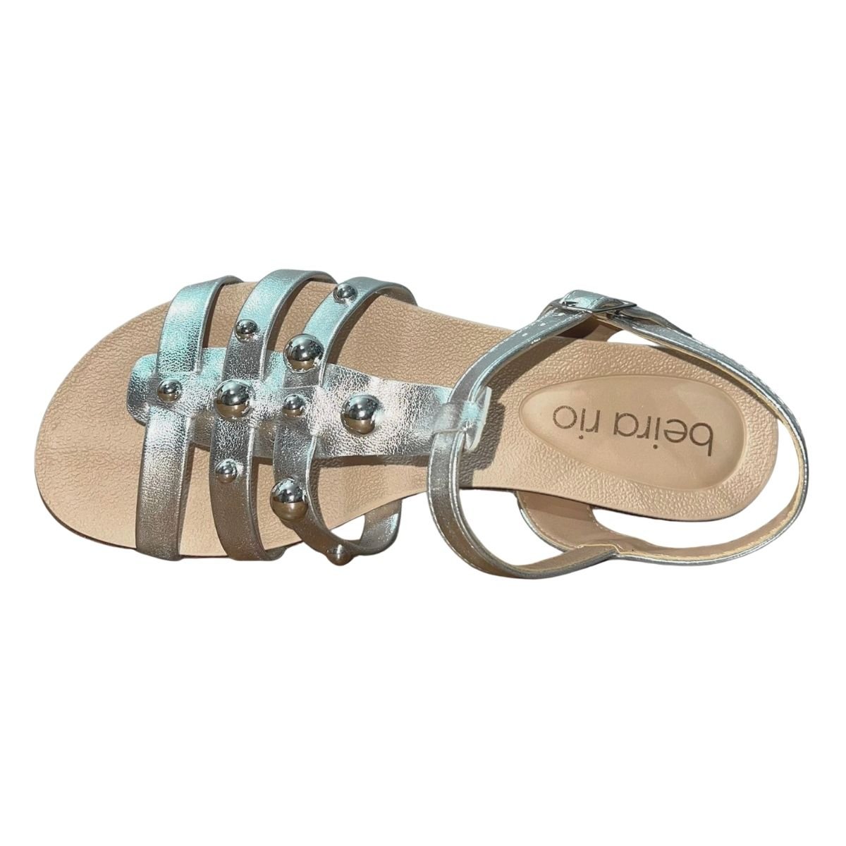 Sandália Rasteira com Pedrarias Feminino Beira Rio 8321.1753 Prata Prata 3