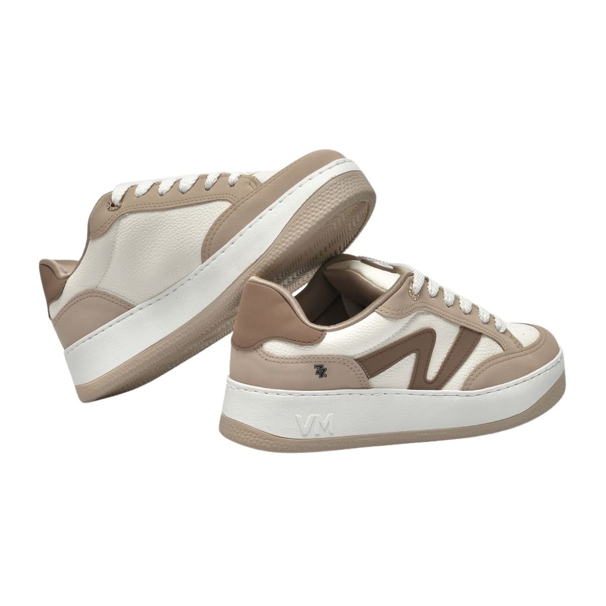 Tênis Casual Feminino Via Marte 209-006-09 Branco Bege Branco 3