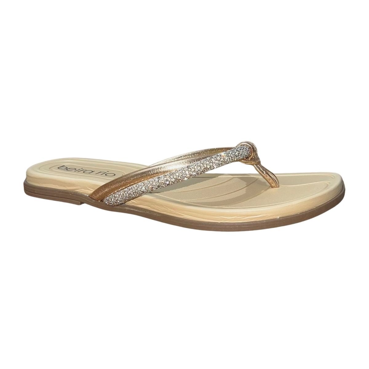 Chinelo Rasteiro com Tira Strass Feminino Beira Rio 8507.115 Dourado Dourado 2