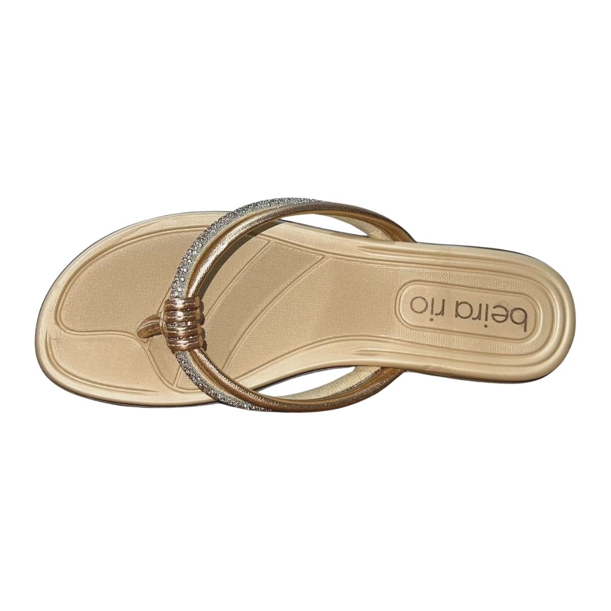 Chinelo Rasteiro com Tira Strass Feminino Beira Rio 8507.115 Dourado Dourado 3