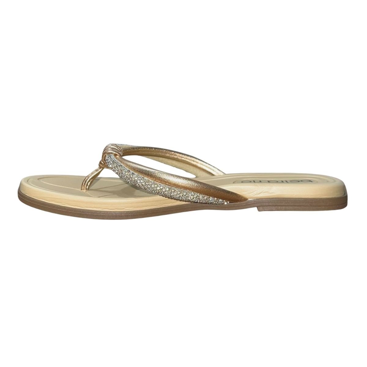 Chinelo Rasteiro com Tira Strass Feminino Beira Rio 8507.115 Dourado Dourado 4