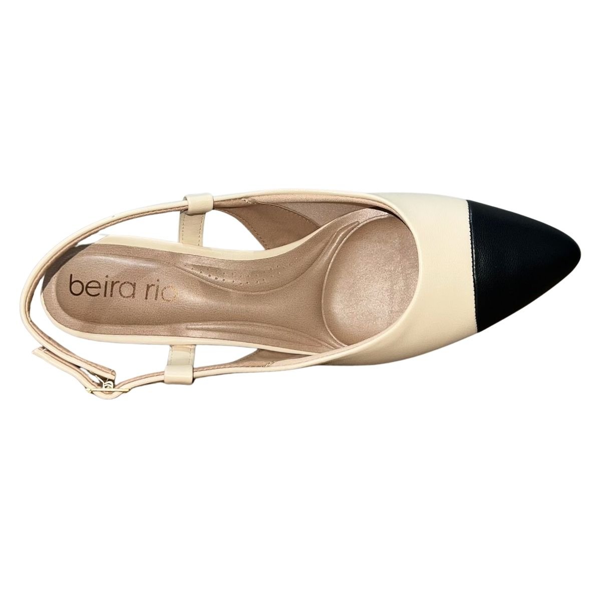 Scarpin Slingback de Salto Bloco Feminino Beira Rio 4182.226 Creme Creme 3