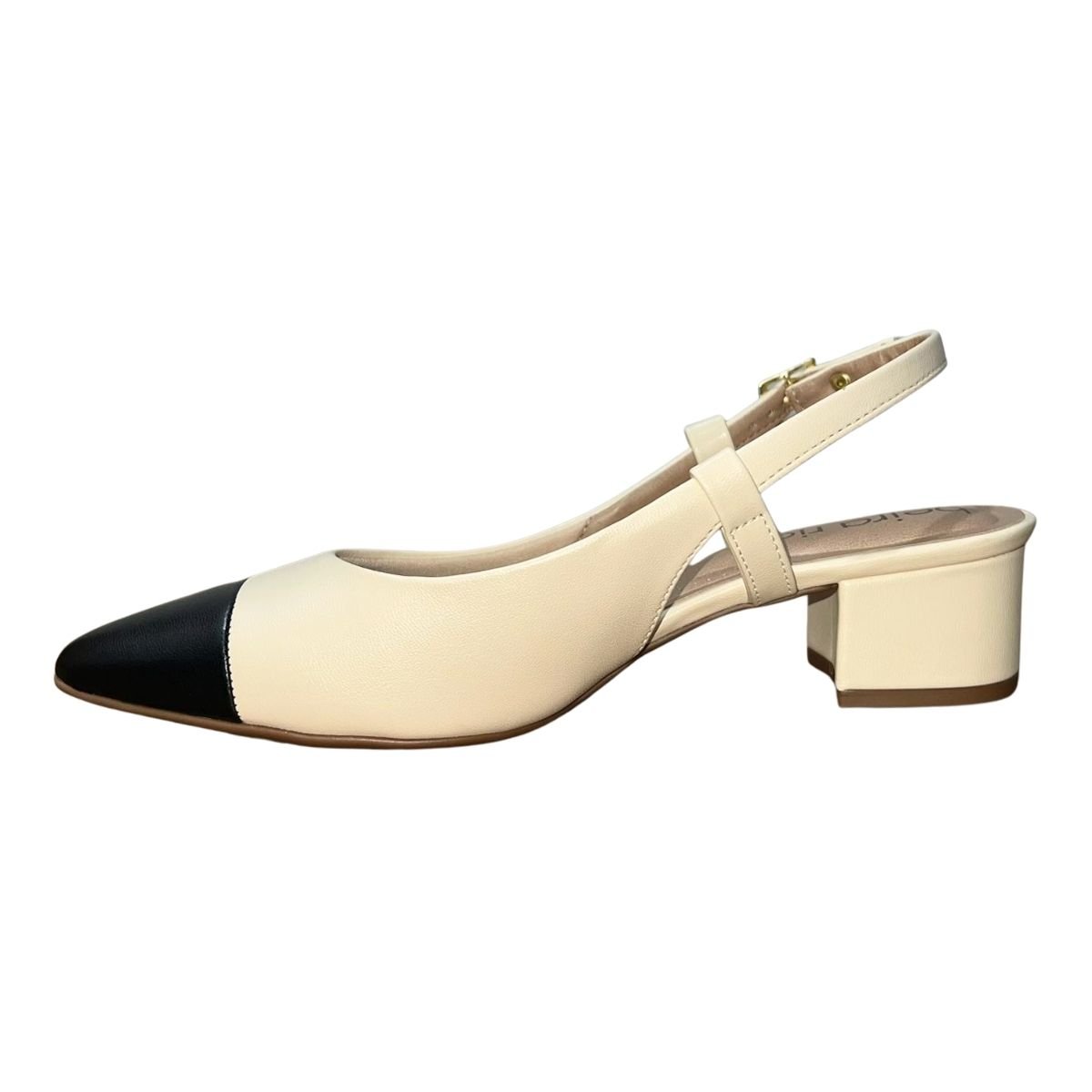 Scarpin Slingback de Salto Bloco Feminino Beira Rio 4182.226 Creme Creme 4