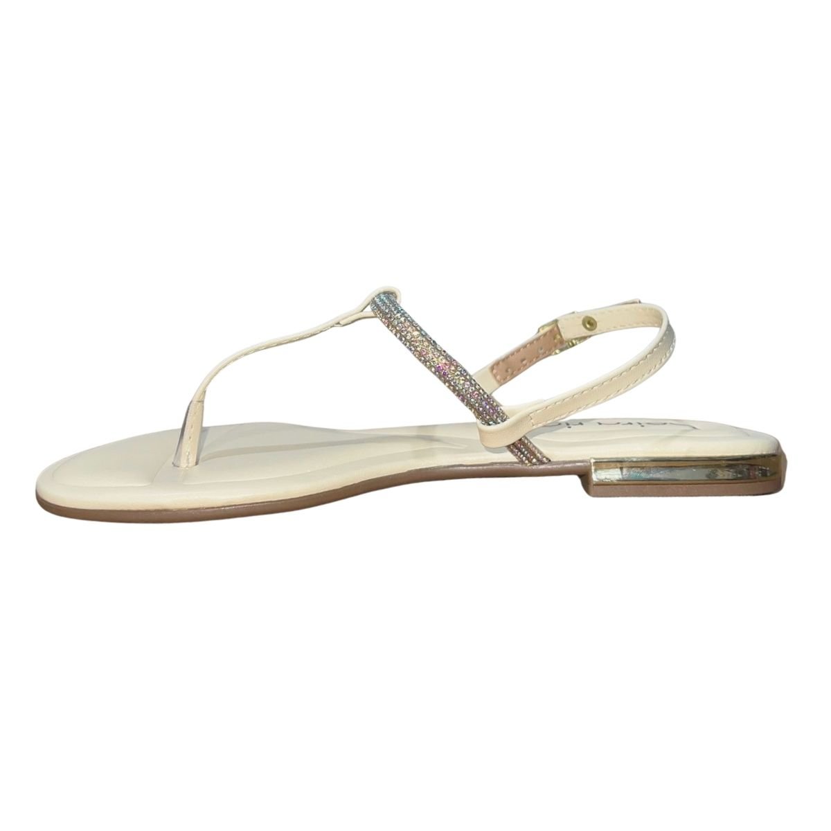 Sandália Rasteira com Pedrarias Feminino Beira Rio 8263.972 Creme Creme 4