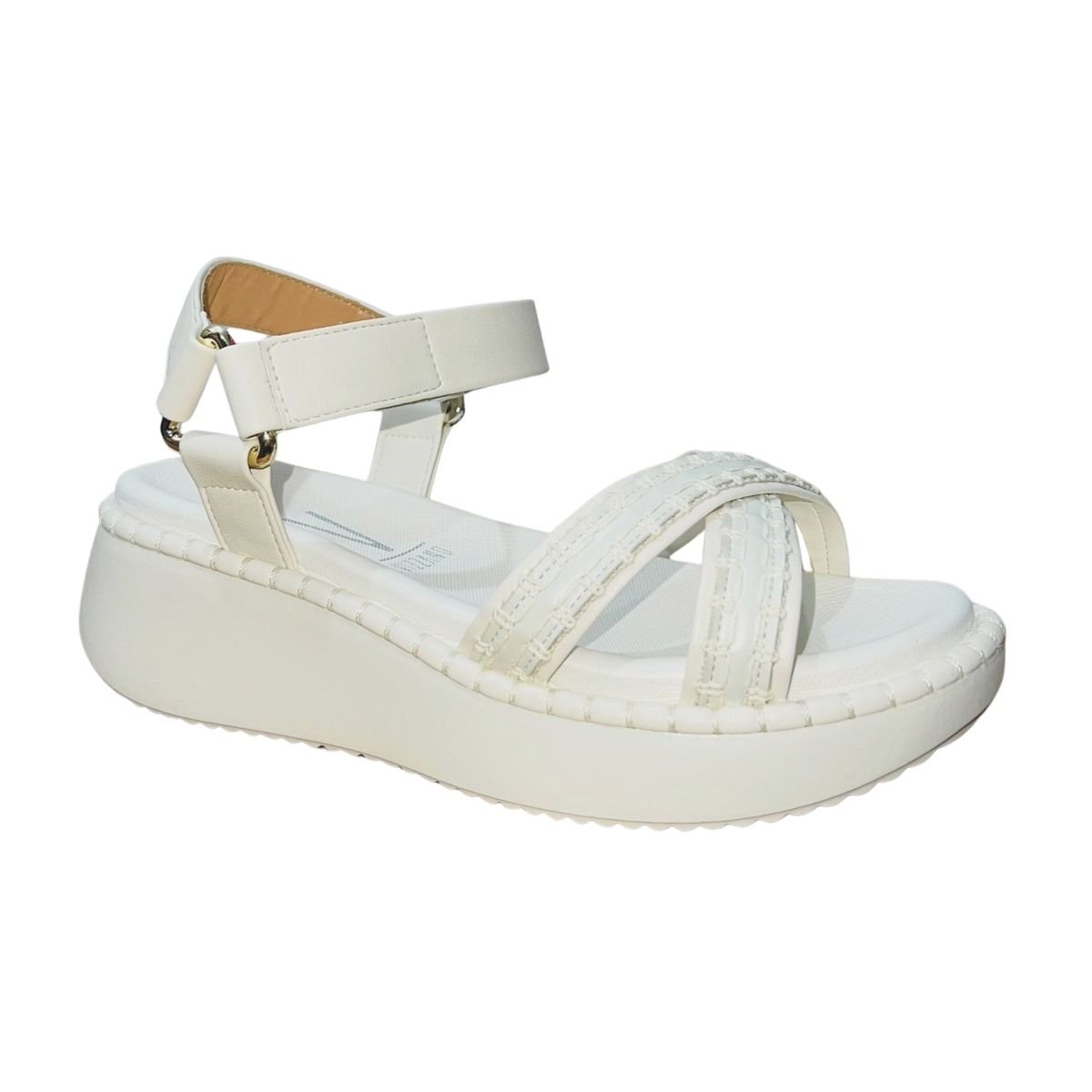 Sandália Papete Flatform Feminino Vizzano 6519.102 Branco Branco 2